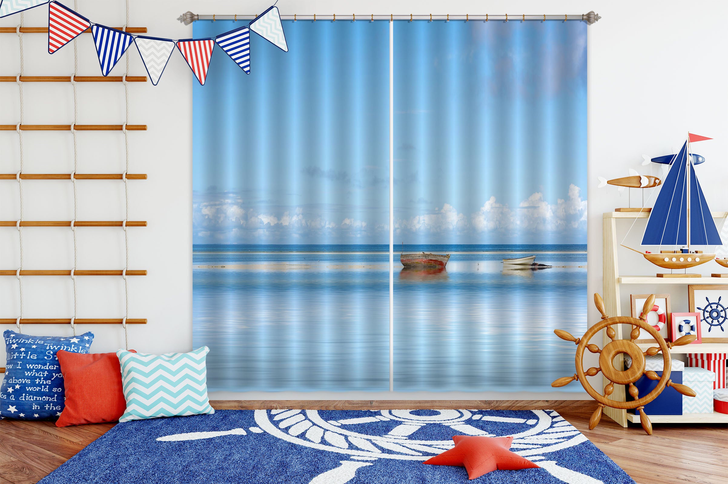 3D Sea Boat 108 Marco Carmassi Curtain Curtains Drapes