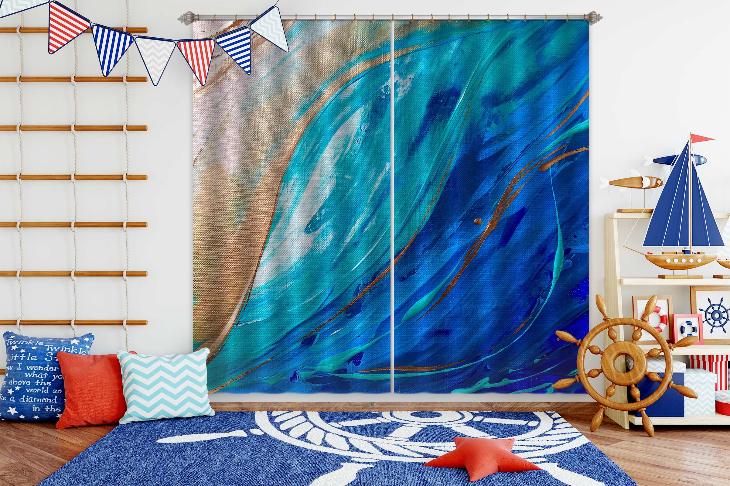 3D Blue Painting 344 Skromova Marina Curtain Curtains Drapes