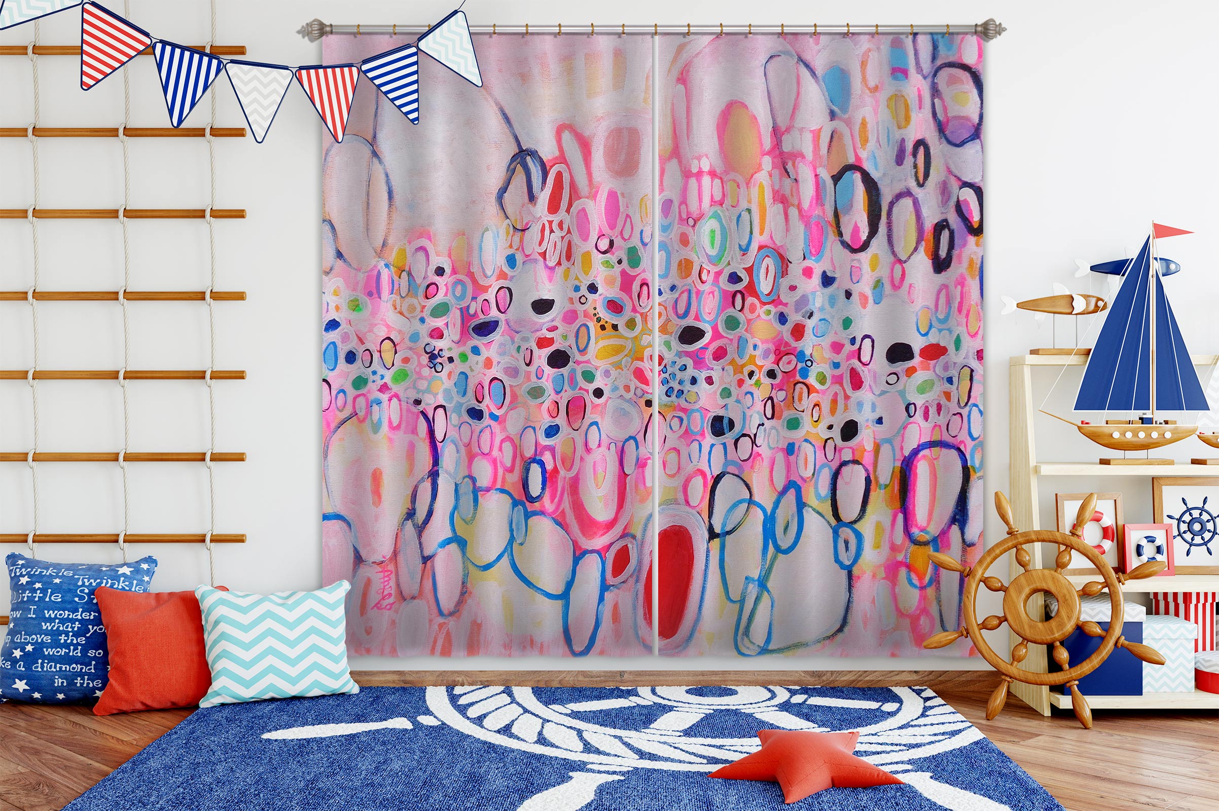 3D Colorful Circle 2417 Misako Chida Curtain Curtains Drapes