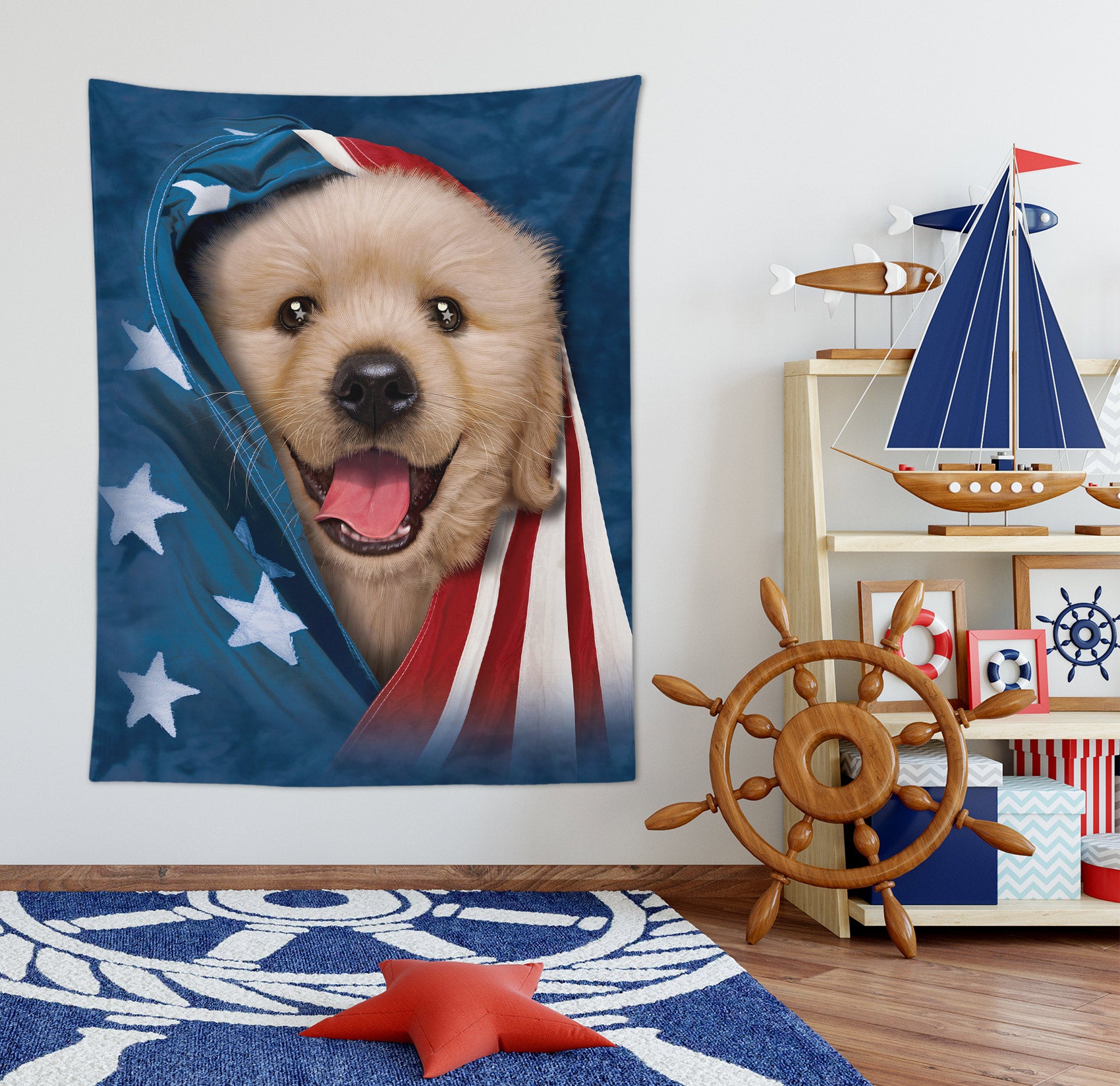 3D National Flag Puppy 116199 Vincent Tapestry Hanging Cloth Hang