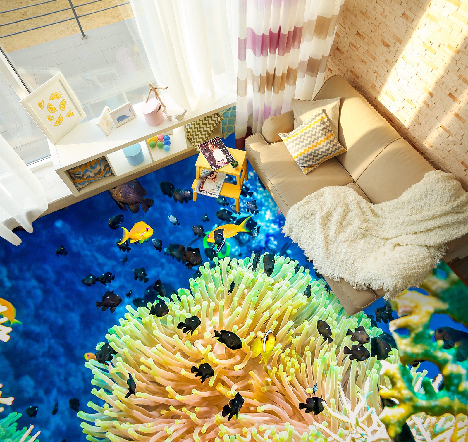 3D Noble Yellow Coral 450 Floor Mural  Wallpaper Murals Rug & Mat Print Epoxy waterproof bath floor