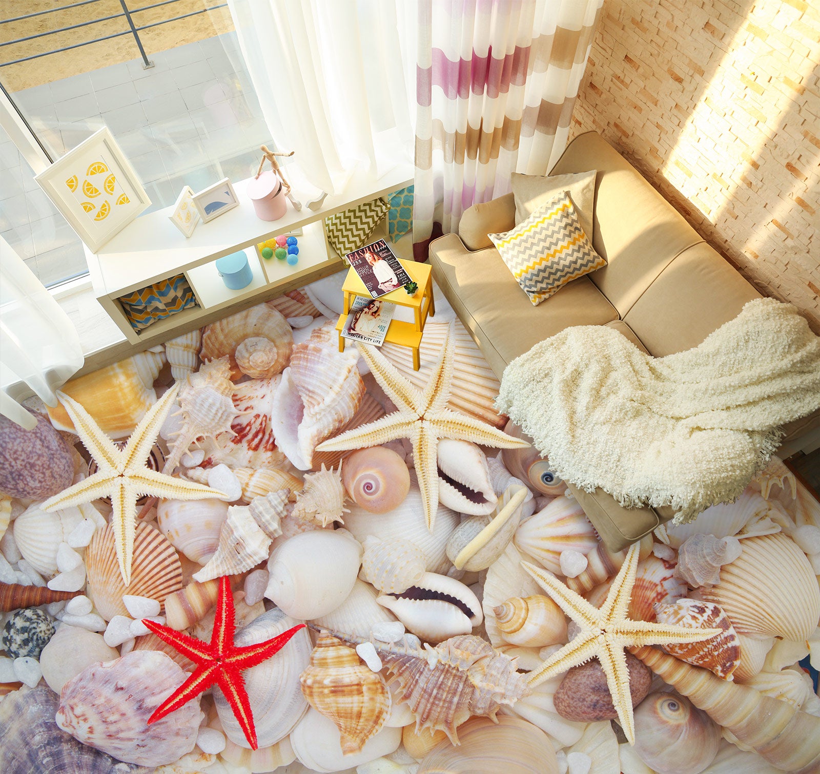 3D Happy Starfish 406 Floor Mural  Wallpaper Murals Rug & Mat Print Epoxy waterproof bath floor