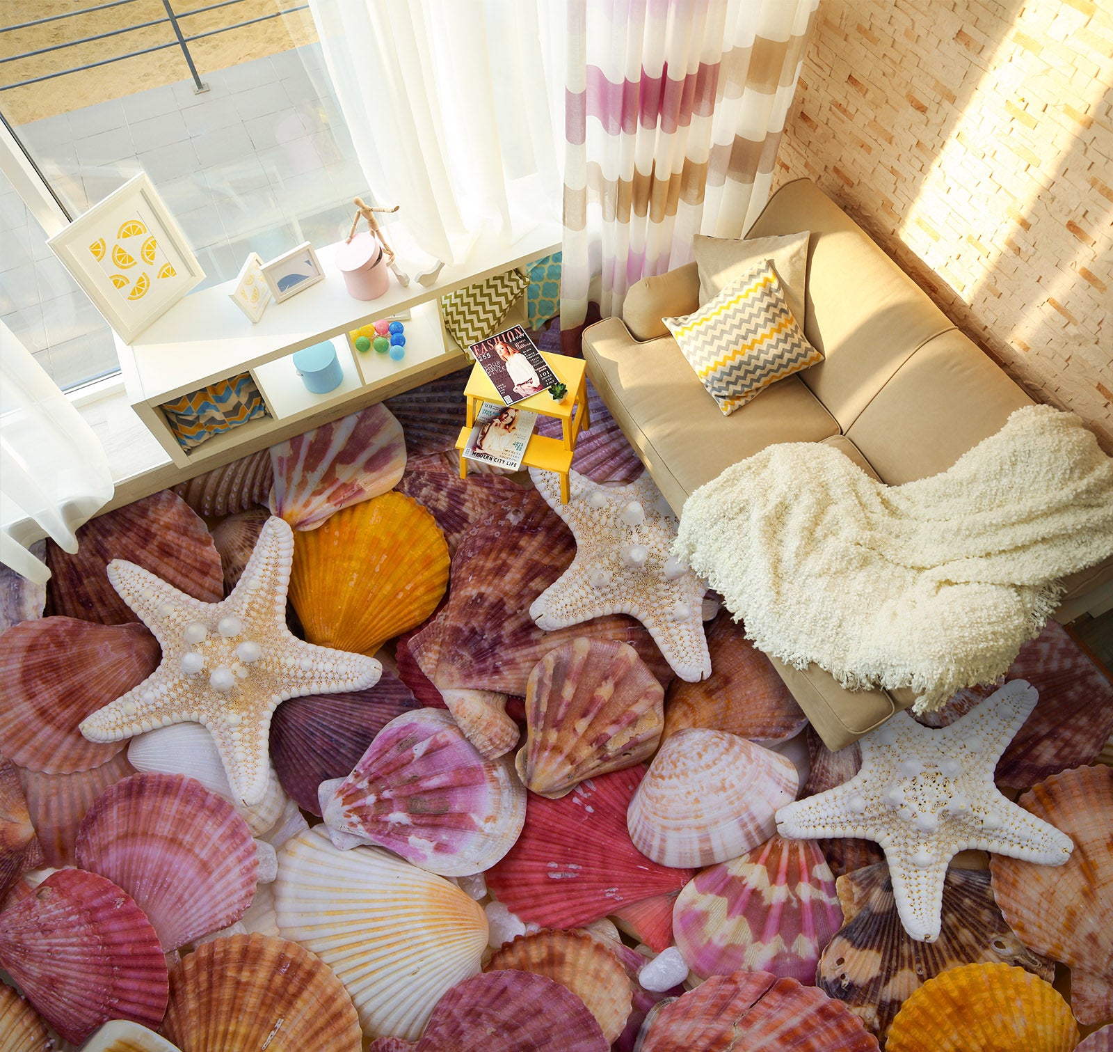 3D Attractive Purple Shells 586 Floor Mural  Wallpaper Murals Rug & Mat Print Epoxy waterproof bath floor