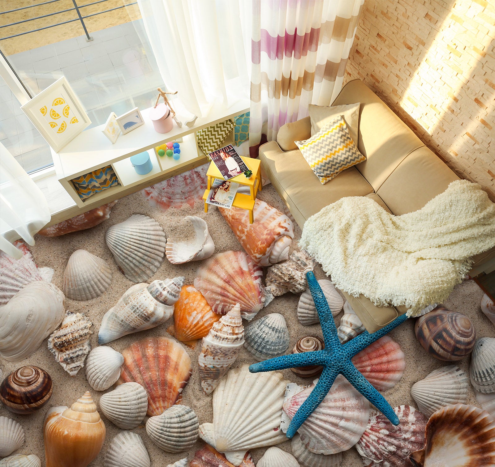 3D Skinny Blue Starfish 522 Floor Mural  Wallpaper Murals Rug & Mat Print Epoxy waterproof bath floor