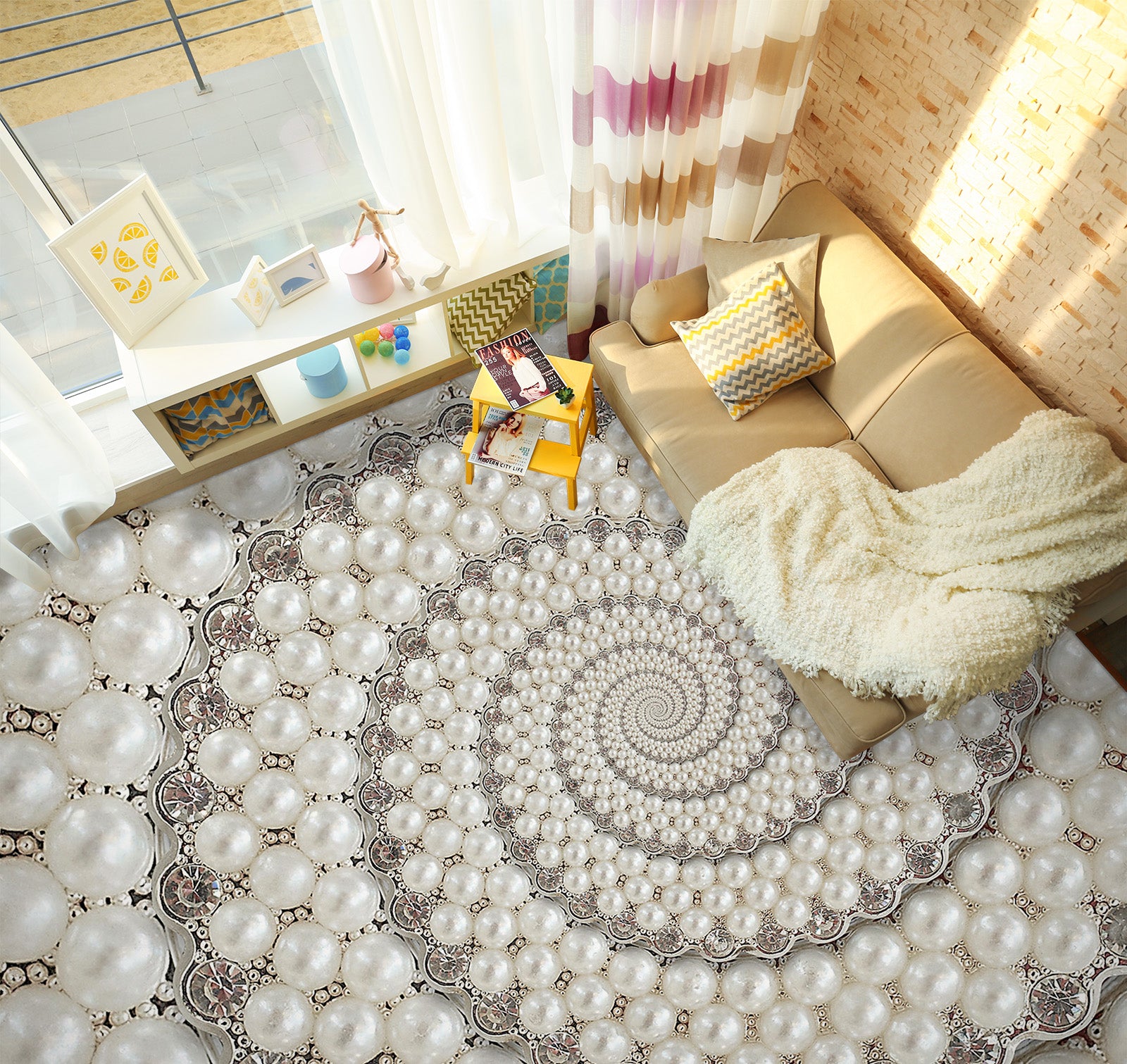 3D Pearl Spiral Staircase 571 Floor Mural