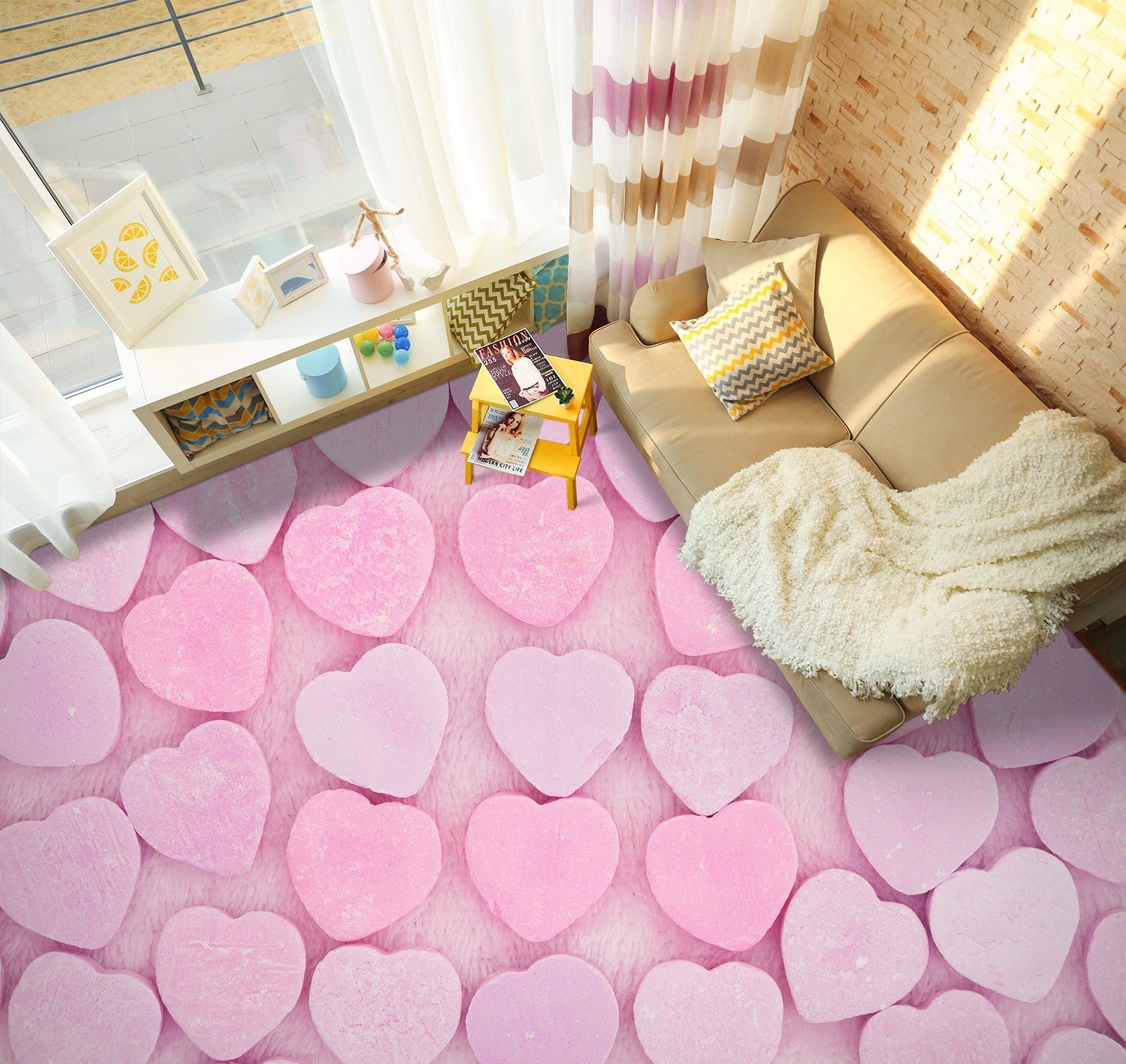 3D Pink Love 815 Floor Mural  Wallpaper Murals Rug & Mat Print Epoxy waterproof bath floor