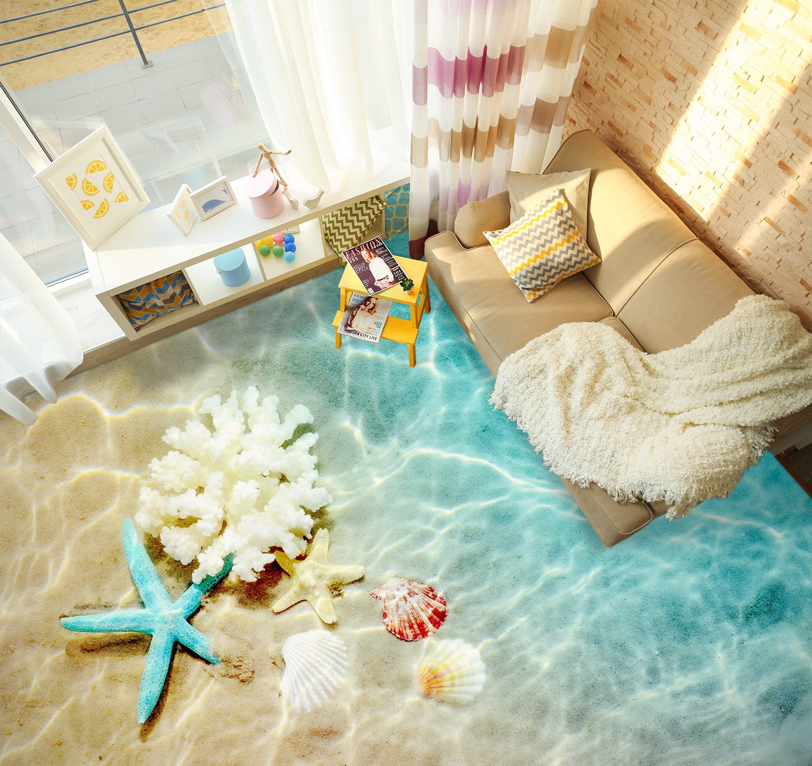 3D Light Blue Starfish 161 Floor Mural  Wallpaper Murals Rug & Mat Print Epoxy waterproof bath floor