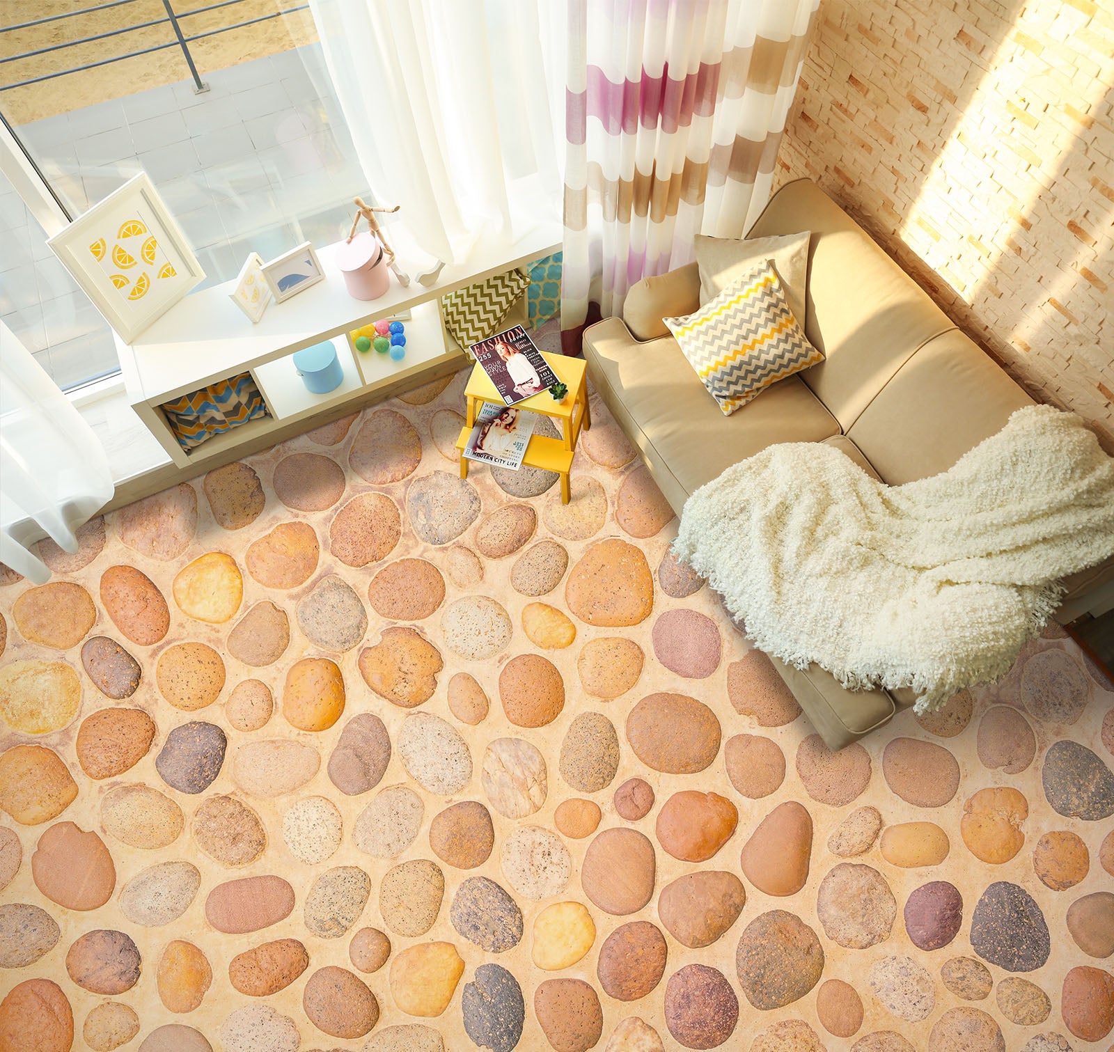 3D Warm Pebbles In Summer 817 Floor Mural  Wallpaper Murals Rug & Mat Print Epoxy waterproof bath floor