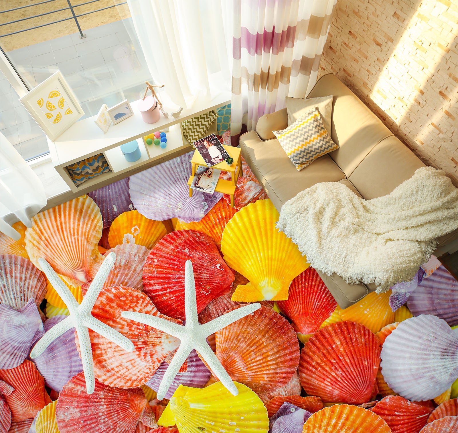 3D Colorful Shells 315 Floor Mural  Wallpaper Murals Rug & Mat Print Epoxy waterproof bath floor