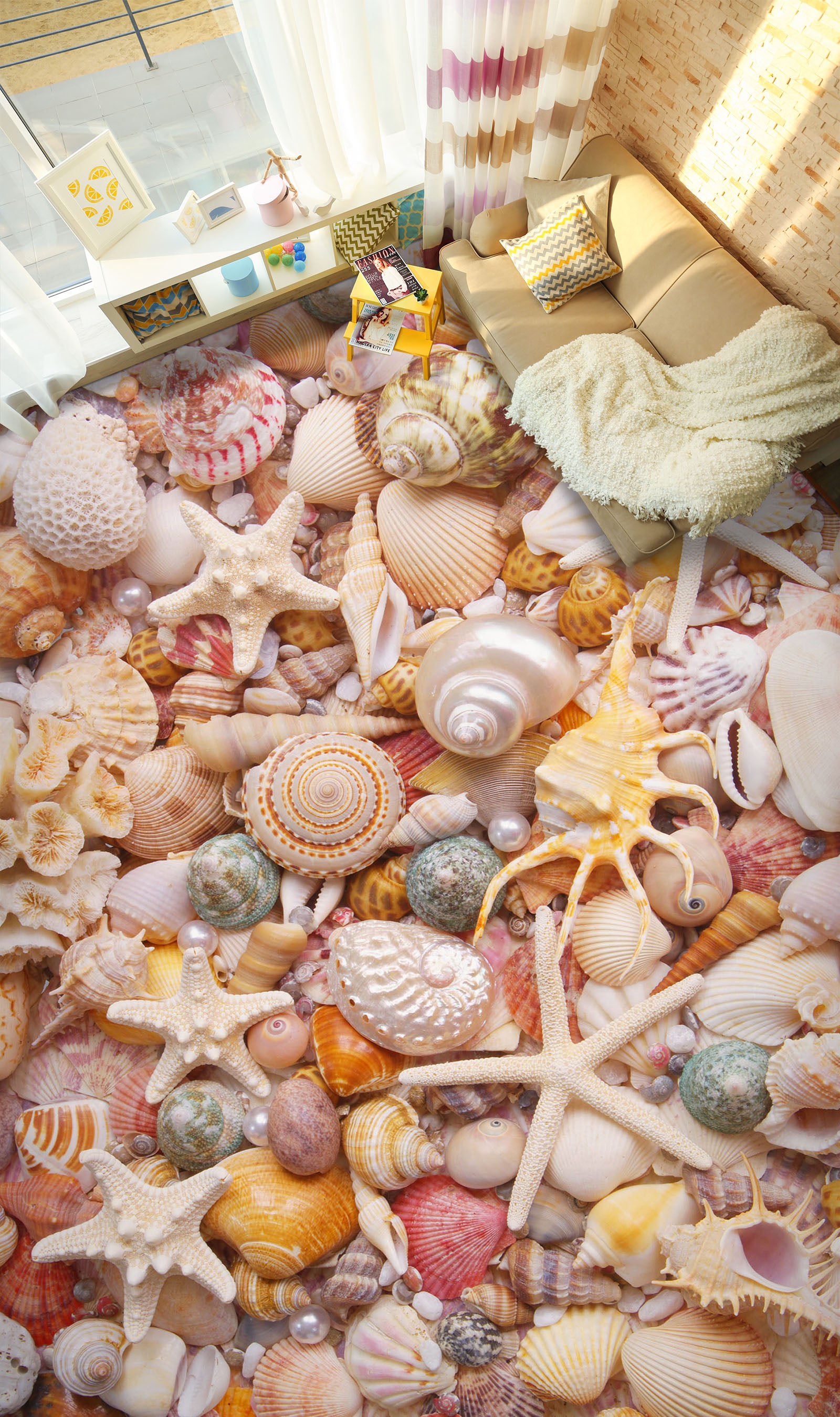 3D Premium Conch 605 Floor Mural  Wallpaper Murals Rug & Mat Print Epoxy waterproof bath floor