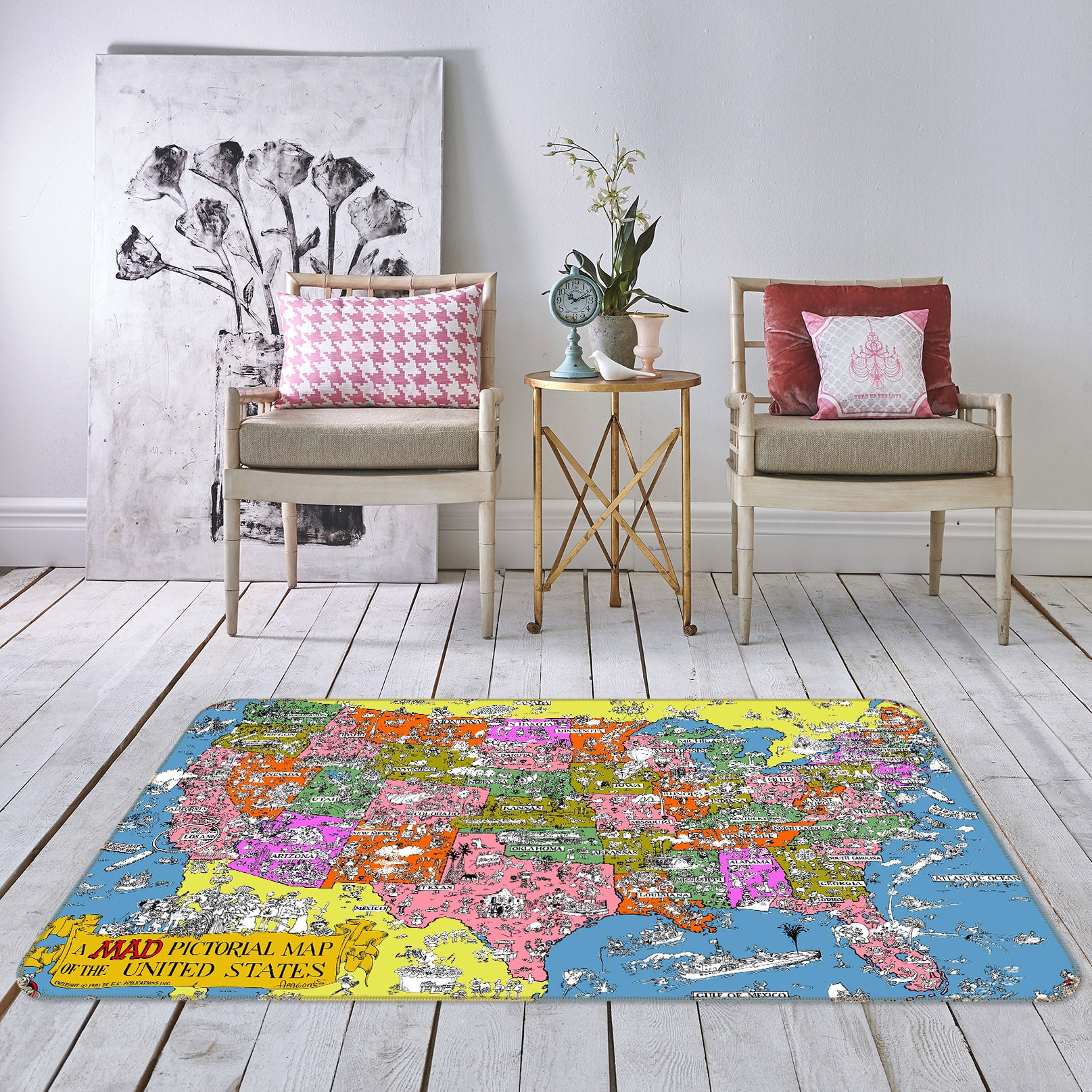 3D Color Painting 2006 World Map Non Slip Rug Mat
