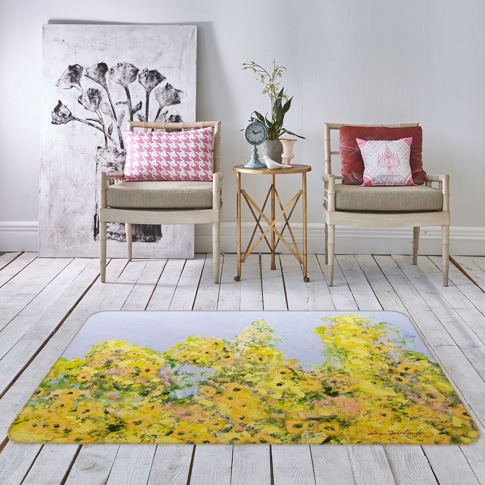 3D Yellow Rapeseed 1114 Allan P. Friedlander Rug Non Slip Rug Mat