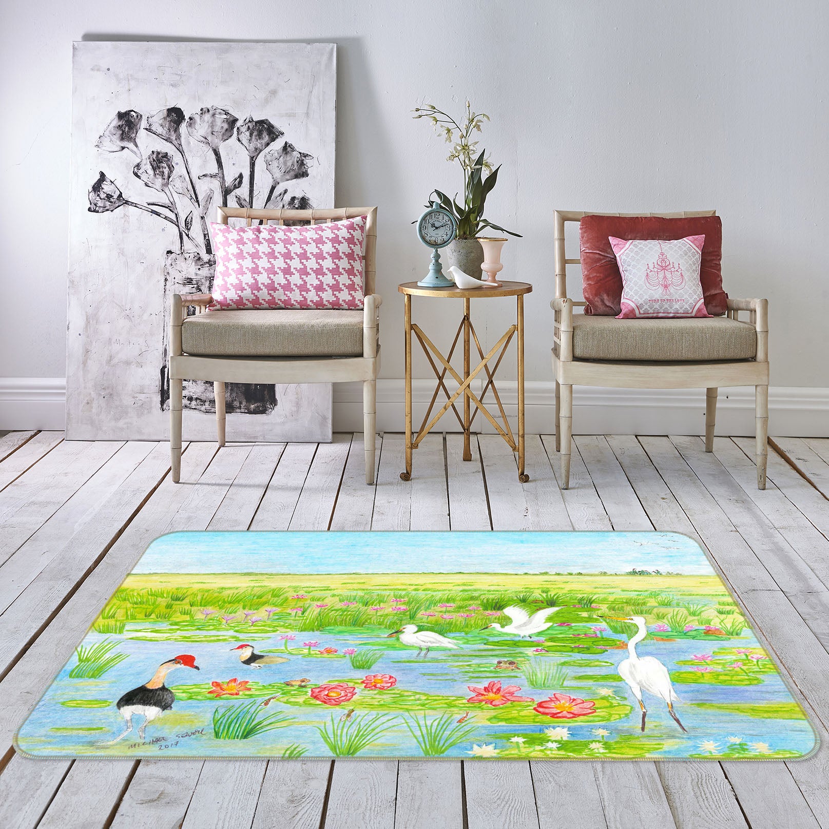 3D Spring Pond 1507 Michael Sewell Rug Non Slip Rug Mat