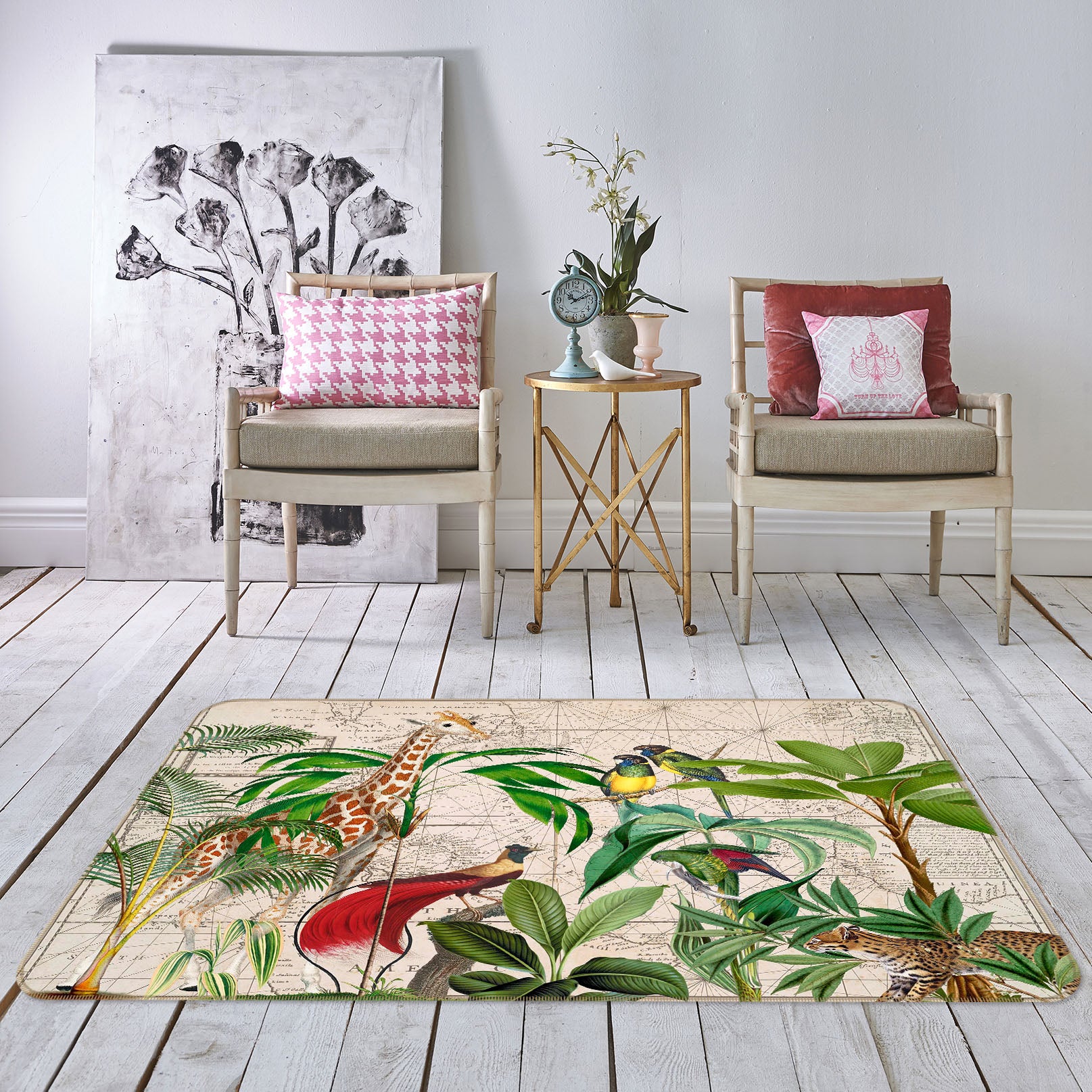 3D Palm Tree Map 1045 Andrea haase Rug Non Slip Rug Mat