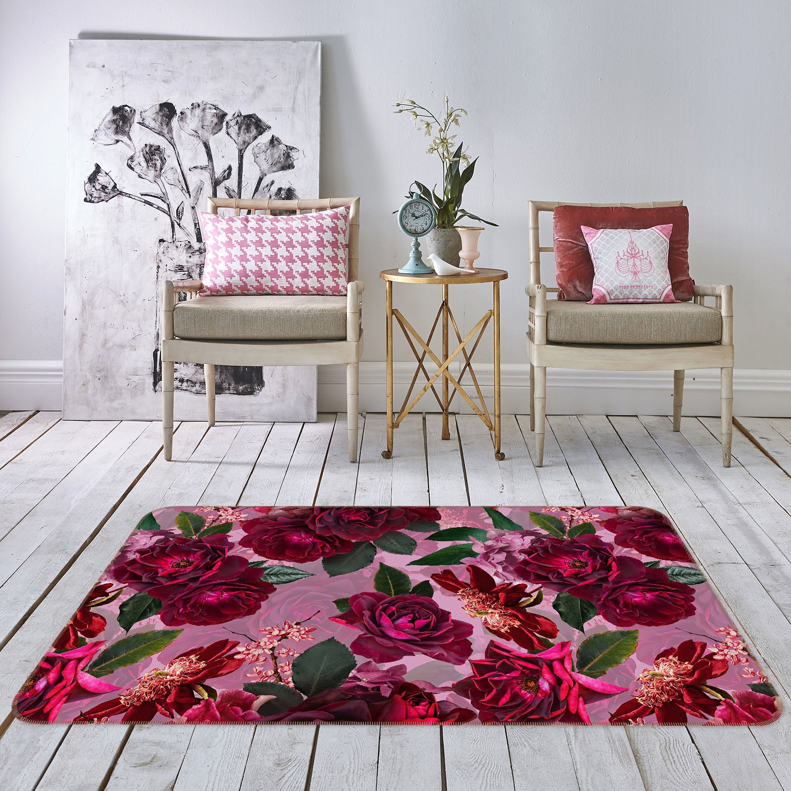 3D Purple Flowers 116 Uta Naumann Rug Non Slip Rug Mat