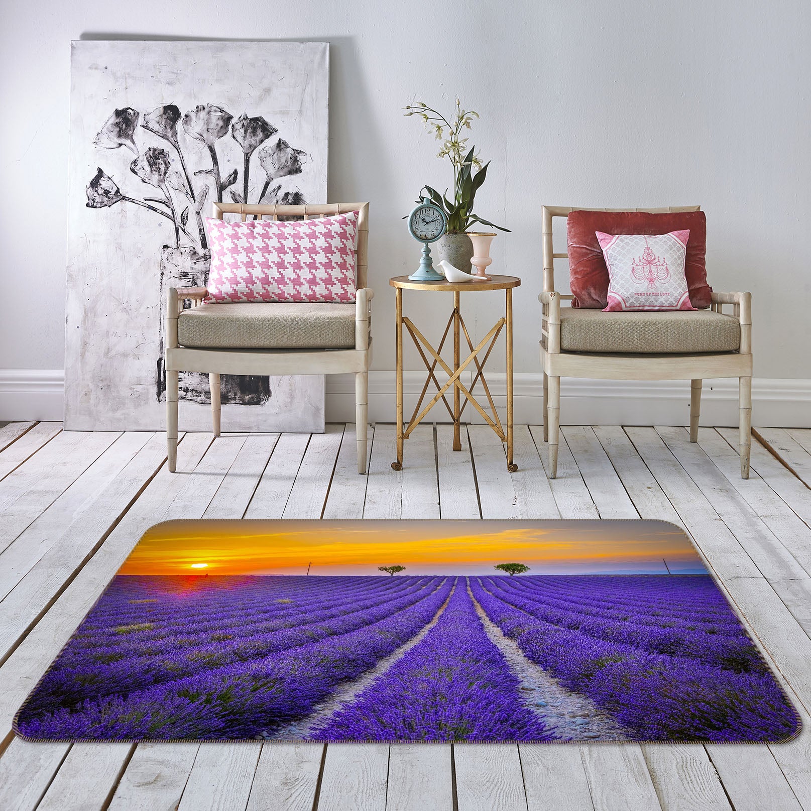 3D Lavender Estate 1171 Marco Carmassi Rug Non Slip Rug Mat