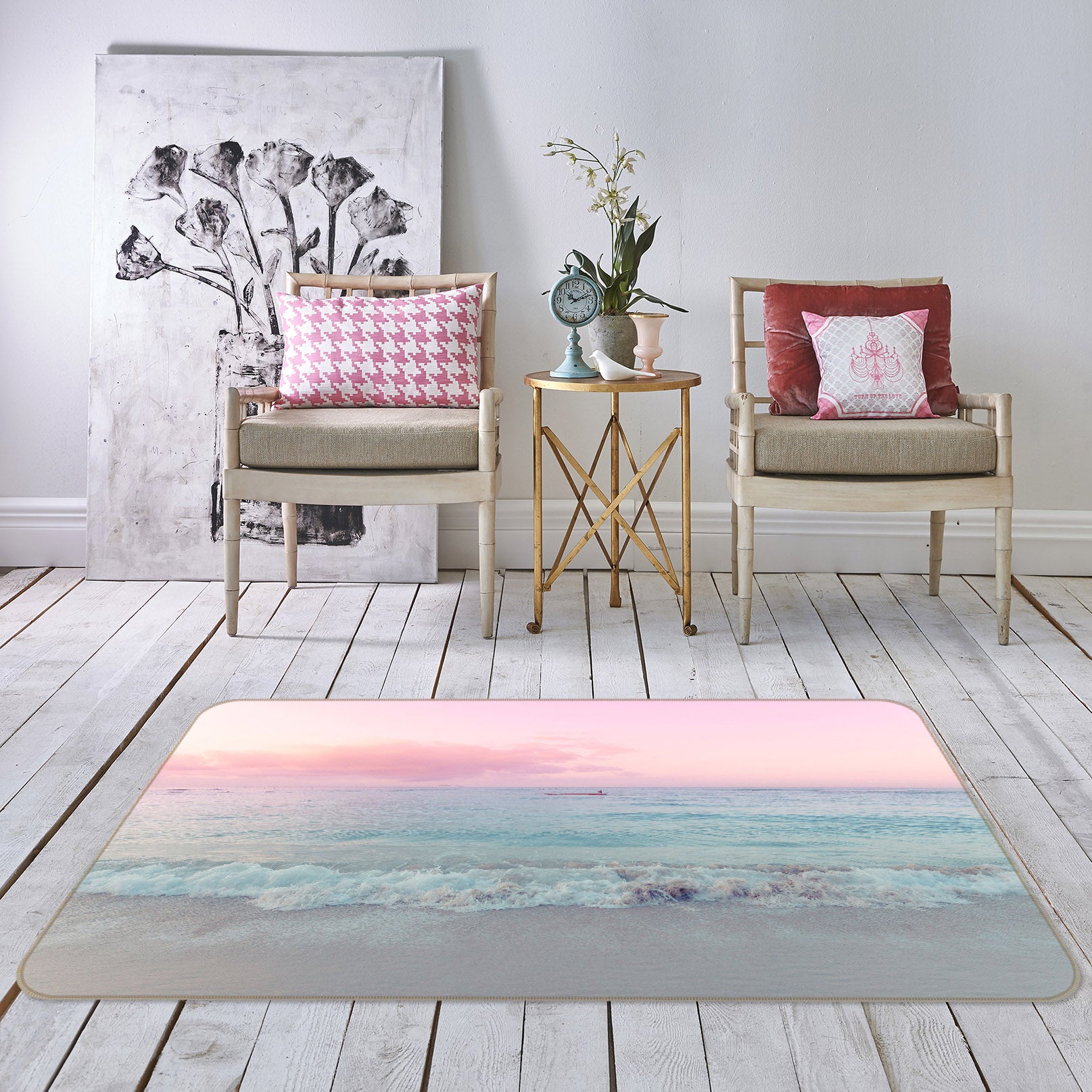 3D Pink Sky 1014 Noirblanc777 Rug Non Slip Rug Mat