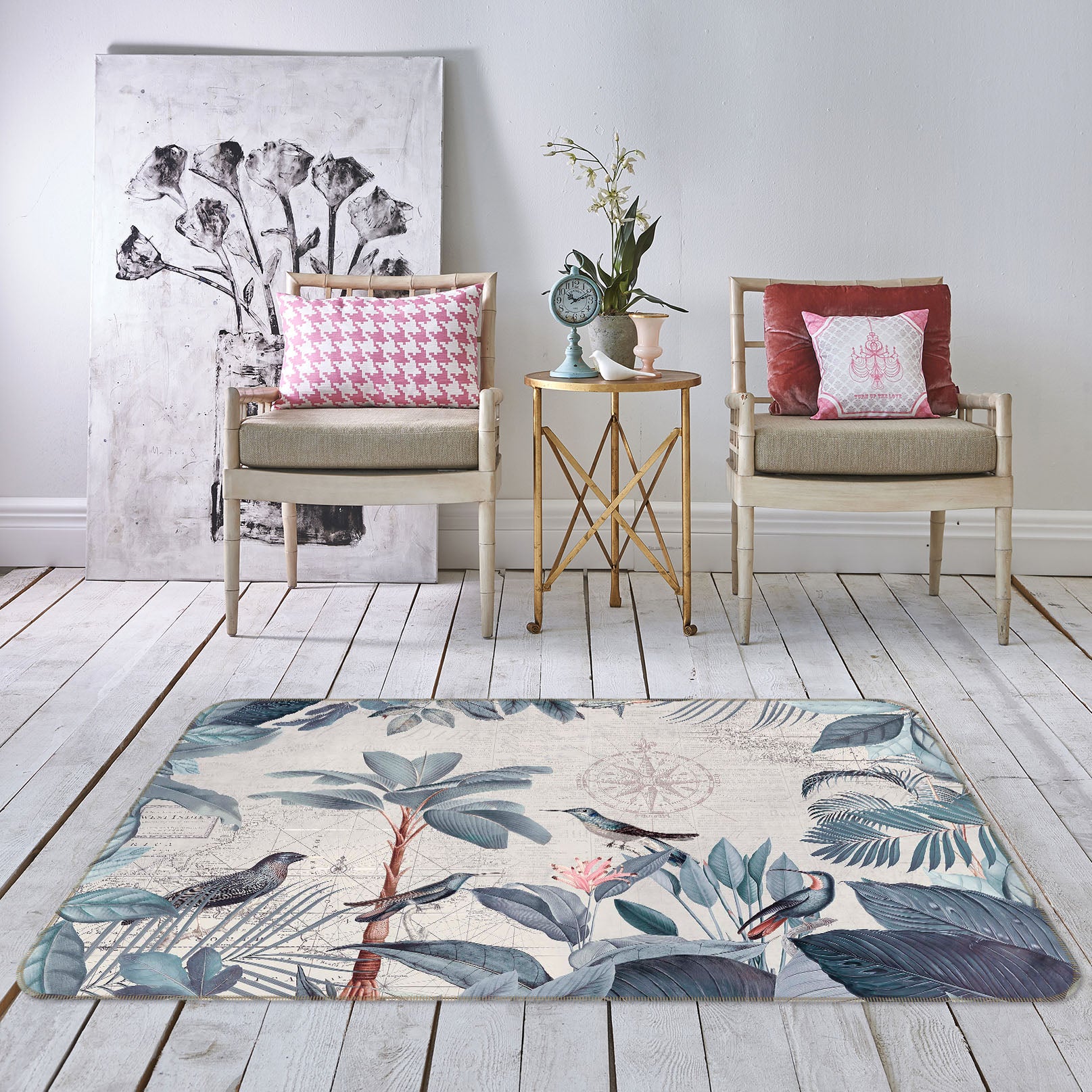 3D Birds Playing 1019 Andrea haase Rug Non Slip Rug Mat