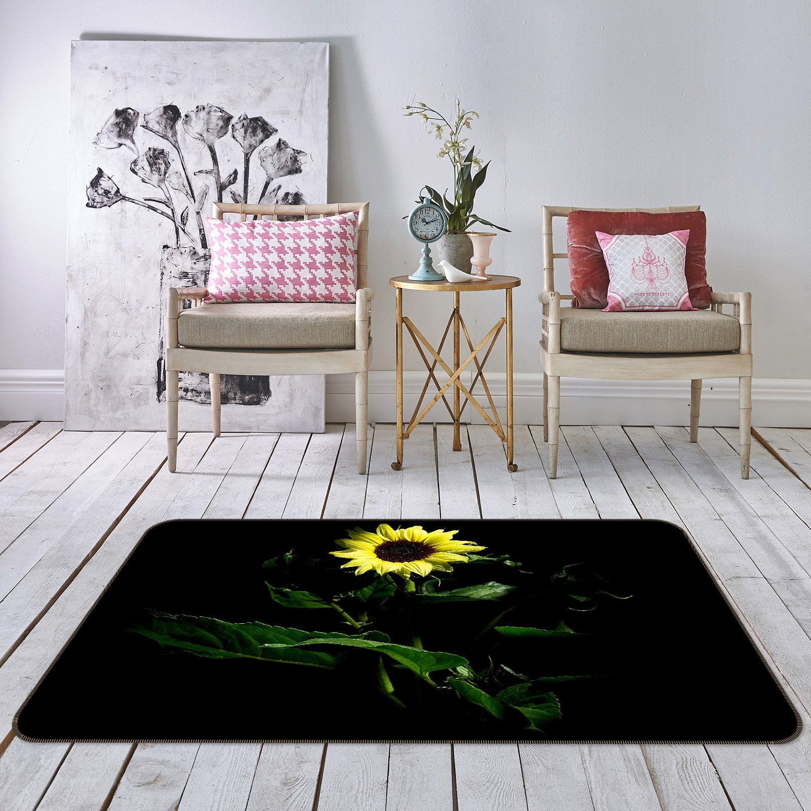 3D Sunflower 1124 Kathy Barefield Rug Non Slip Rug Mat