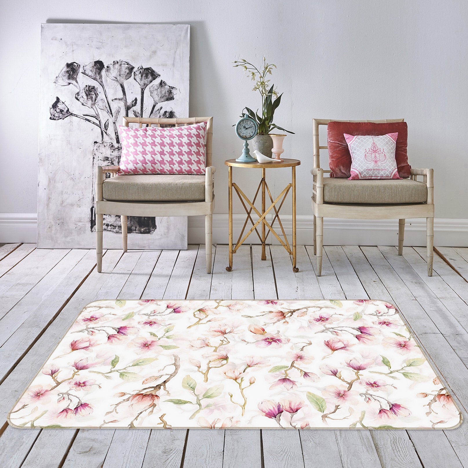 3D Flowering Branch 105 Uta Naumann Rug Non Slip Rug Mat