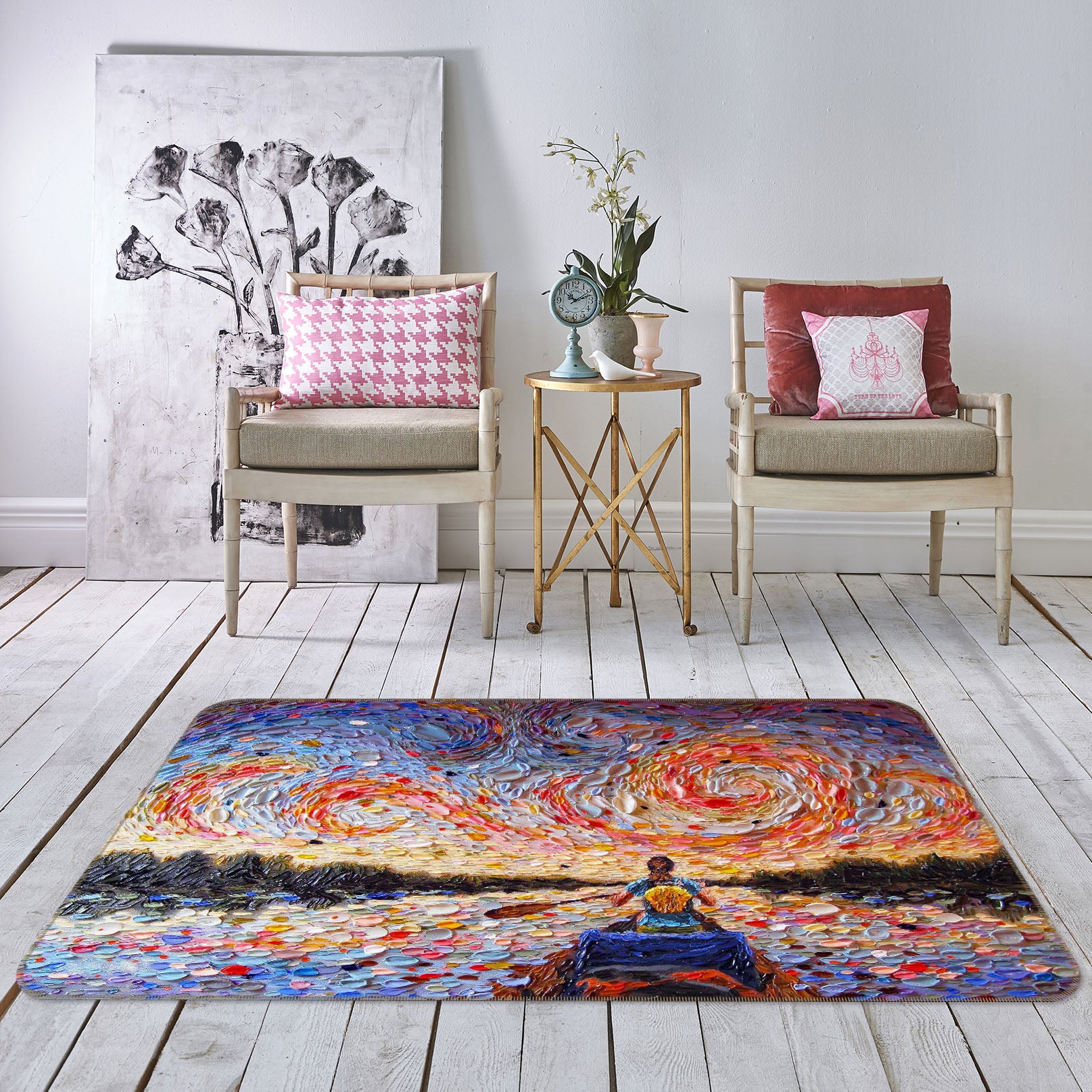 3D Shell Sunset 1001 Dena Tollefson Rug Non Slip Rug Mat