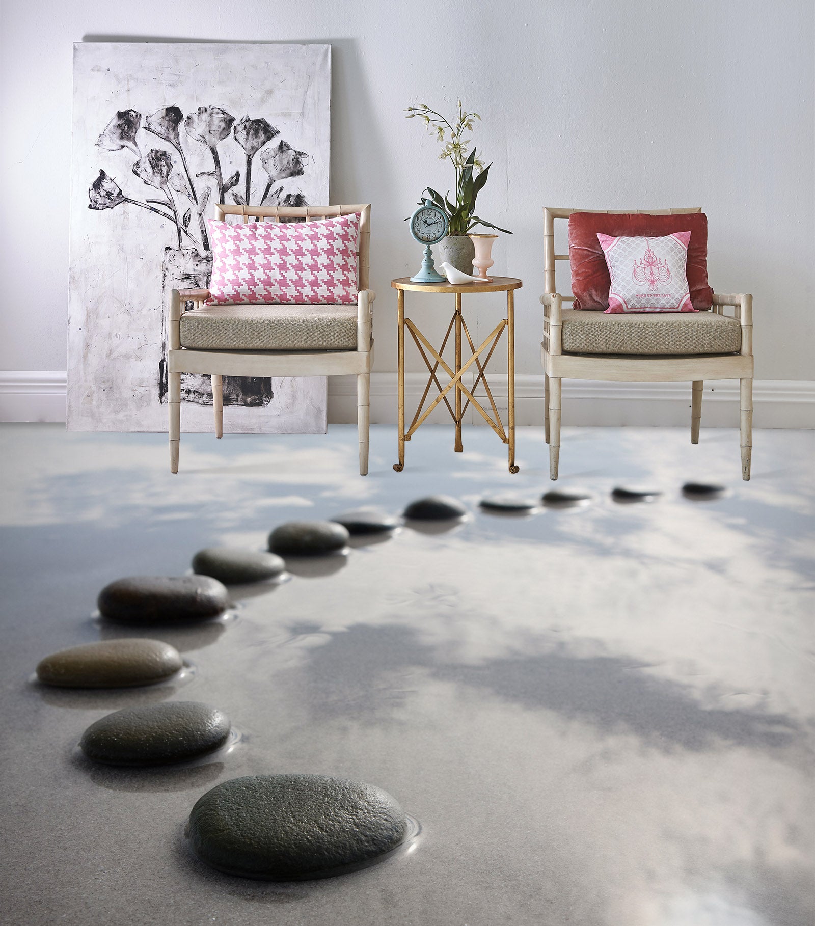 3D Black Round Stone Road 006 Floor Mural  Wallpaper Murals Rug & Mat Print Epoxy waterproof bath floor