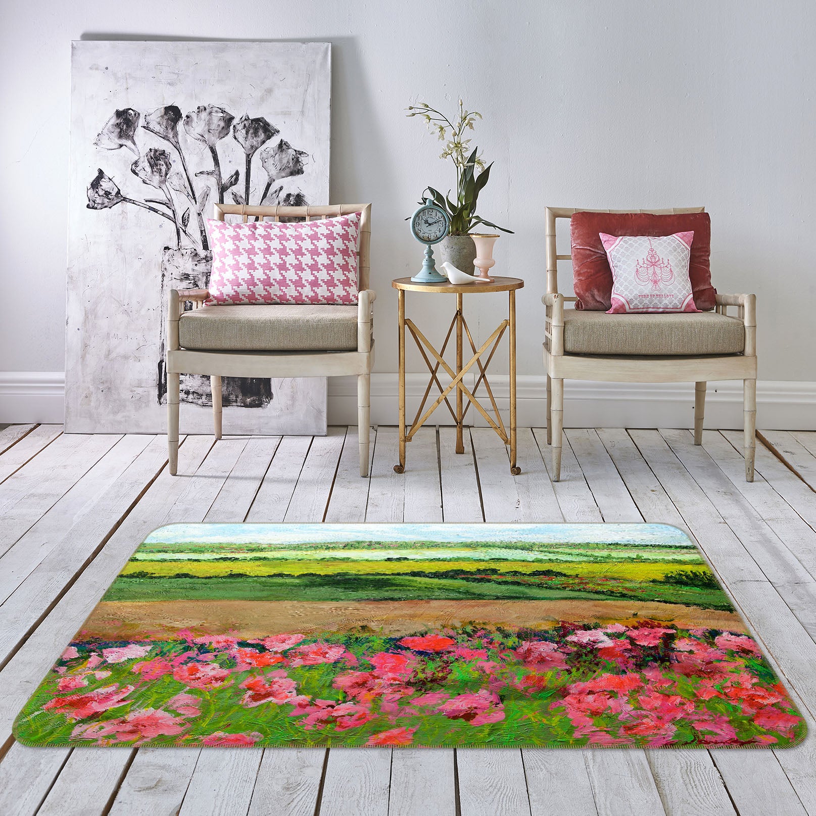3D Ginger Green 1082 Allan P. Friedlander Rug Non Slip Rug Mat