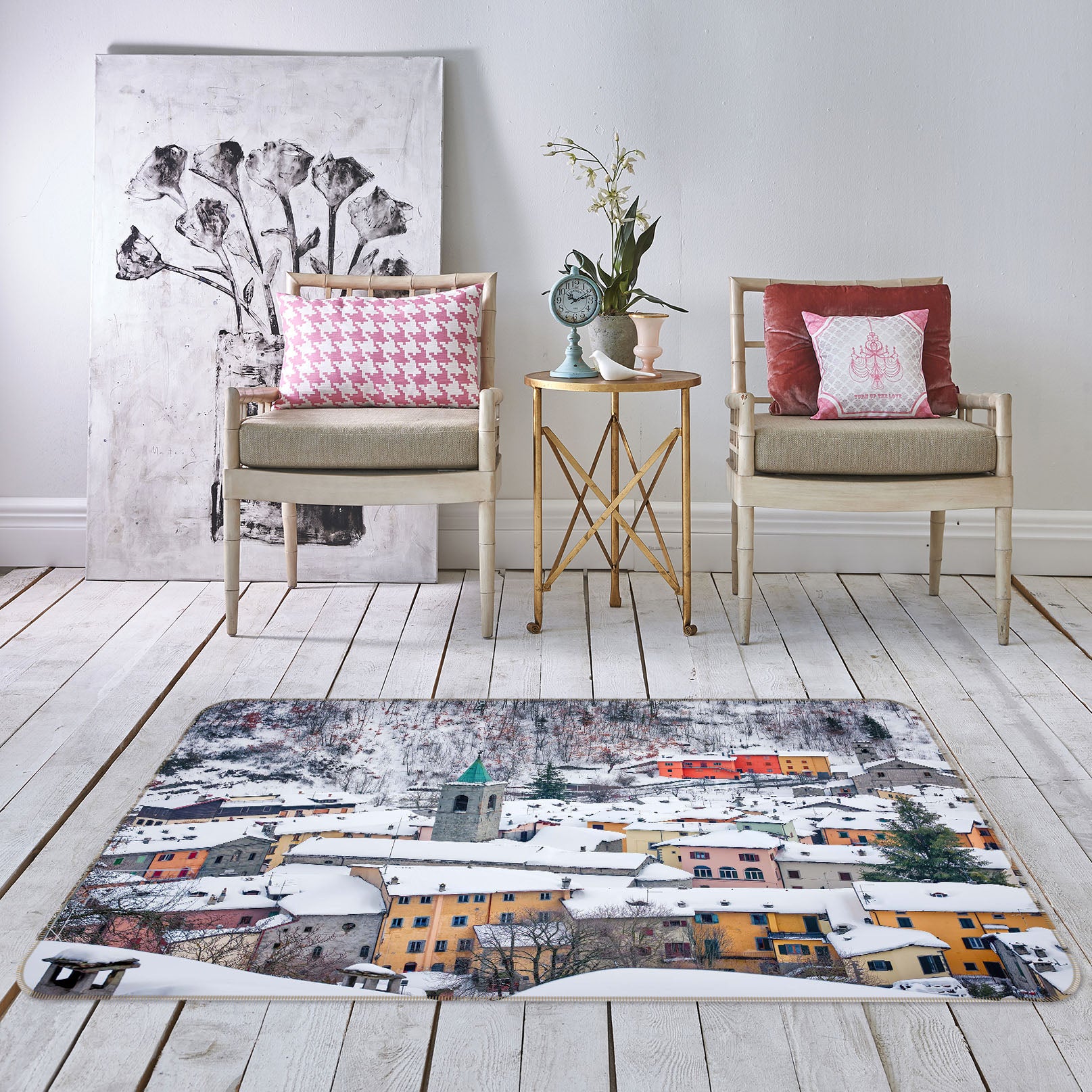 3D Heavy Snow Village 1112 Marco Carmassi Rug Non Slip Rug Mat