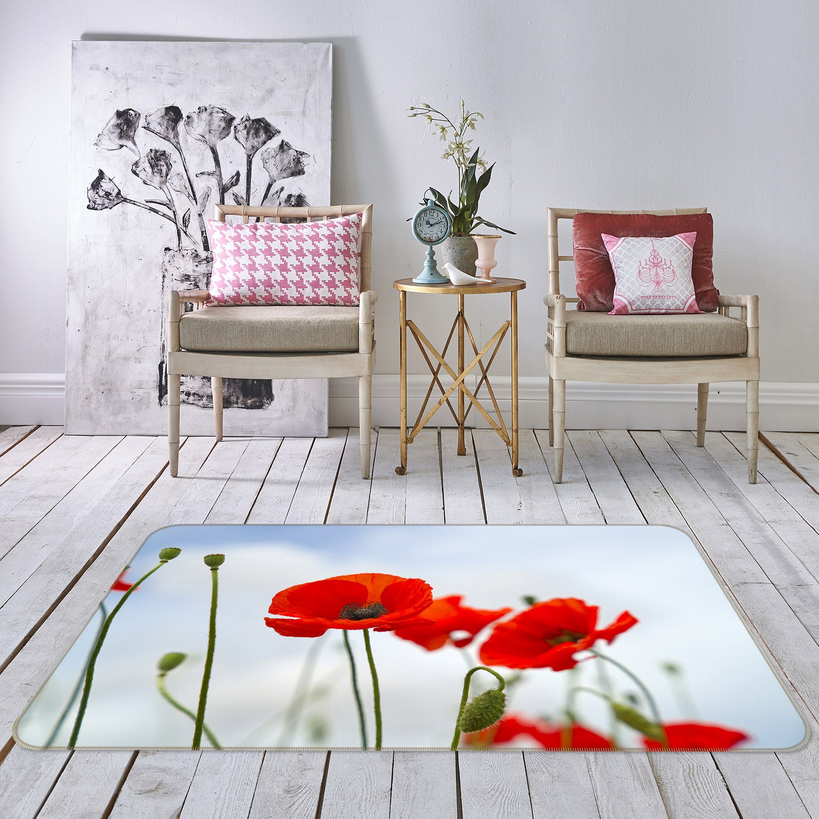 3D Red Flowers 1170 Marco Carmassi Rug Non Slip Rug Mat
