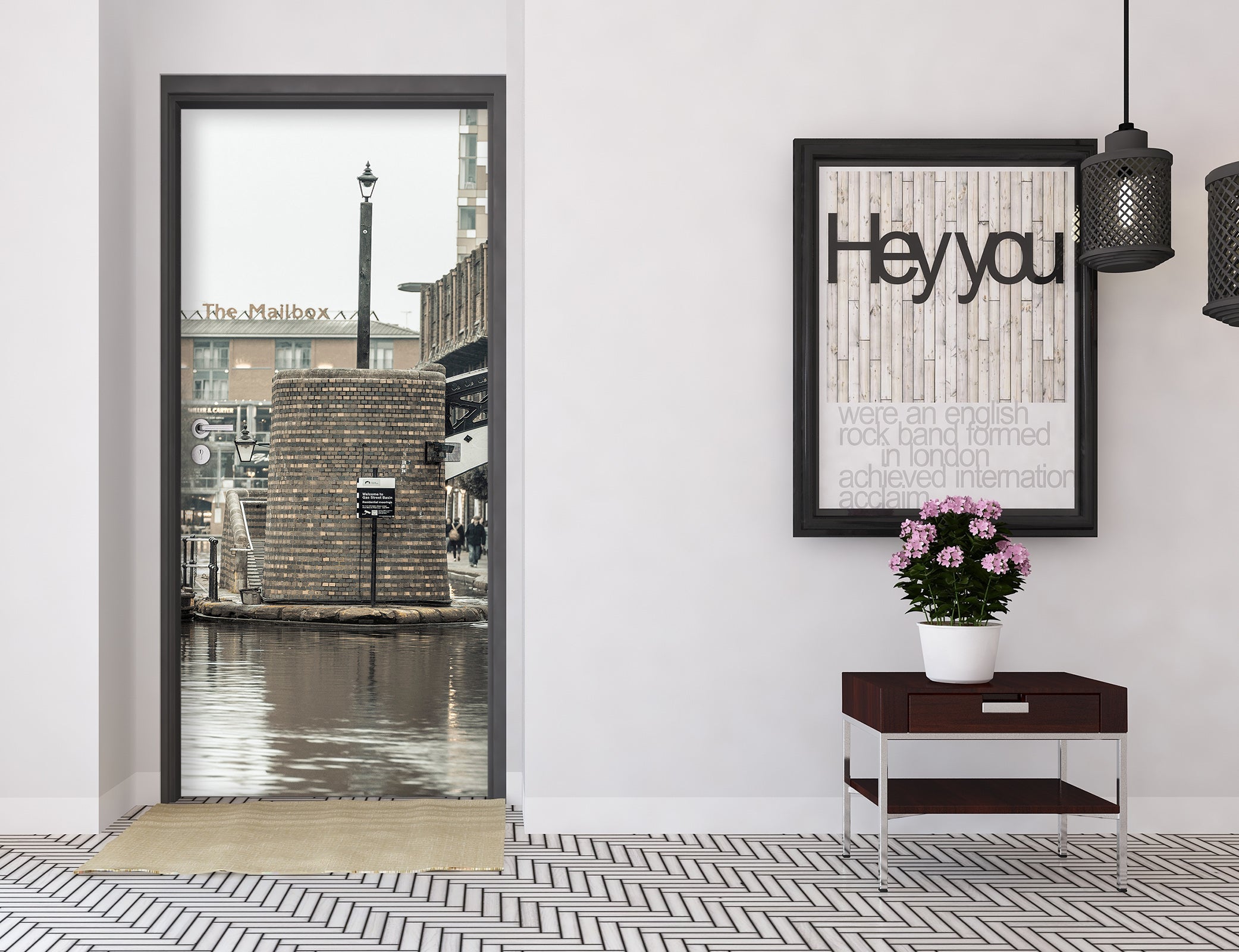 3D River City Buildings 106100 Assaf Frank Door Mural