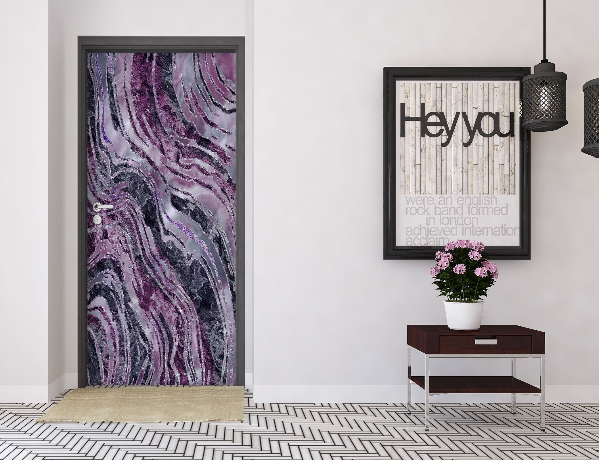 3D Purple Stripes 10296 Andrea Haase Door Mural