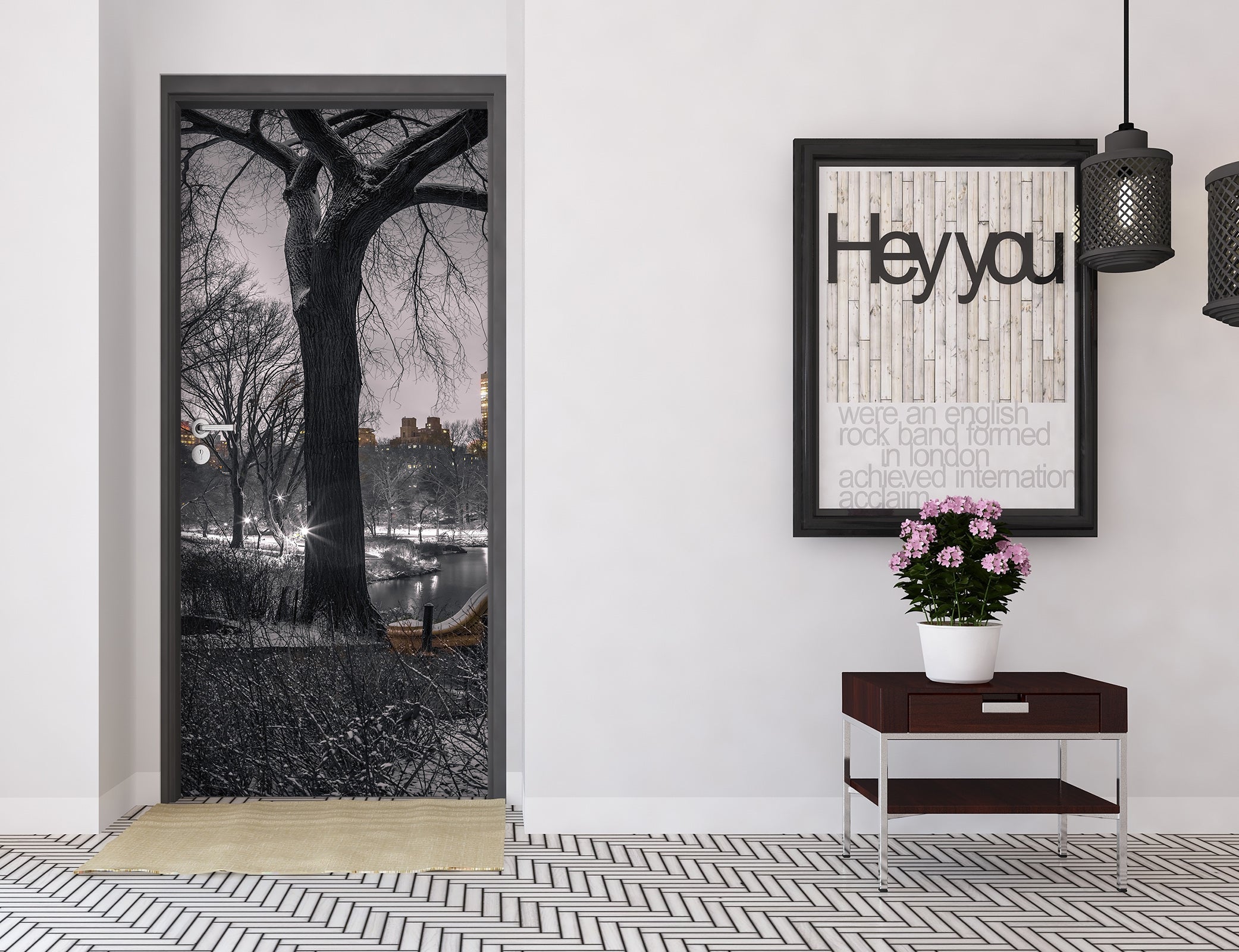 3D Night Trees 106129 Assaf Frank Door Mural