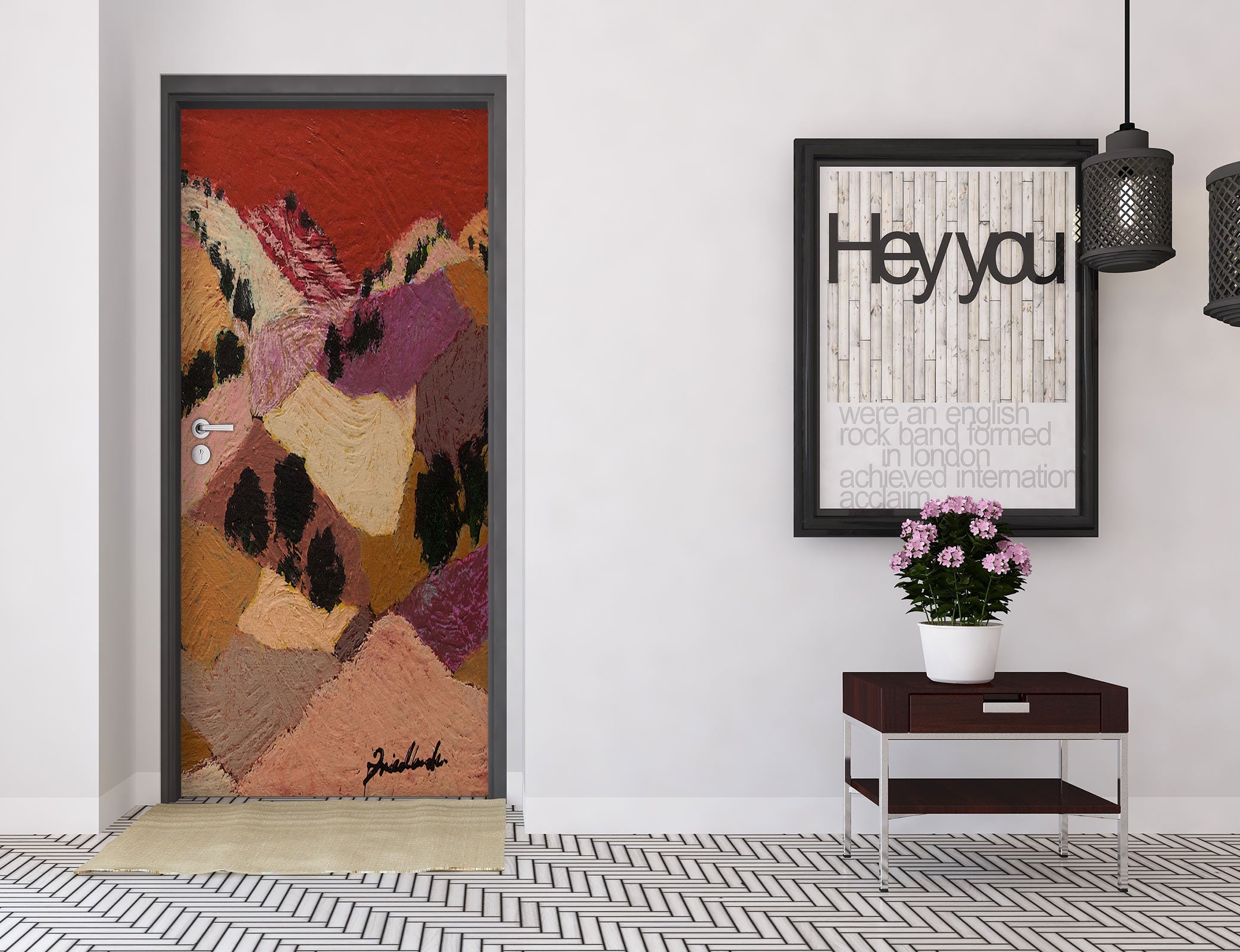 3D Brown Color Block Field Trees 10106 Allan P. Friedlander Door Mural