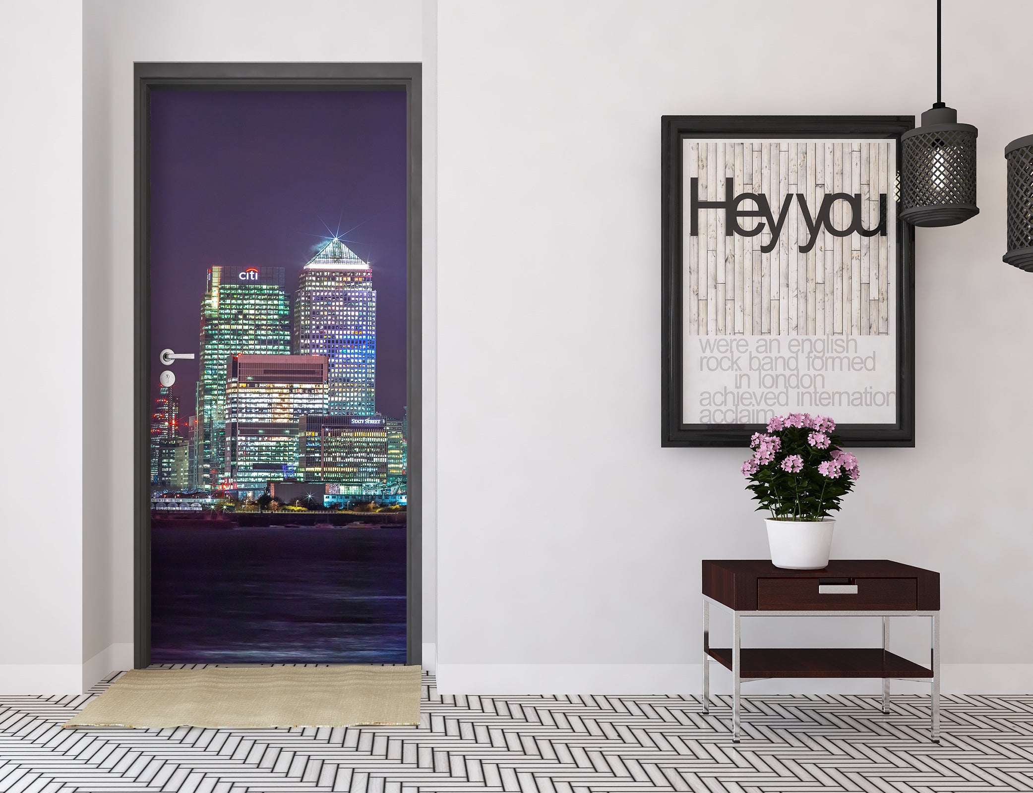 3D Colorful Lights Night Building 106151 Assaf Frank Door Mural