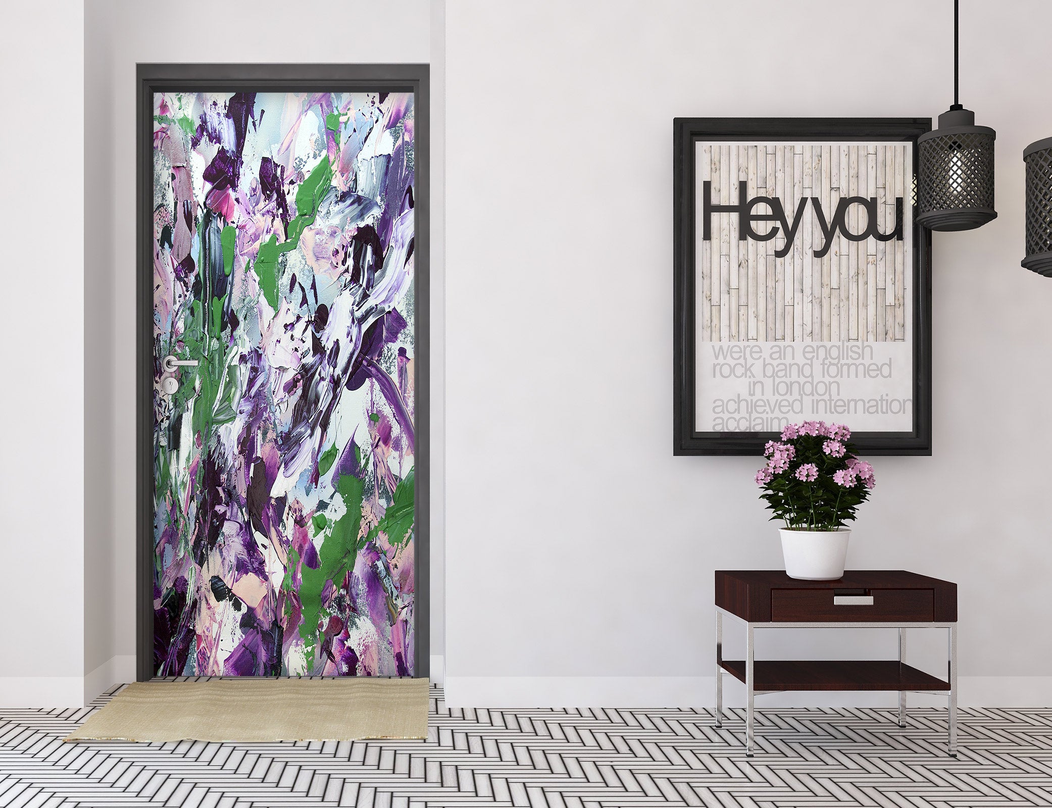 3D Green Purple Paint Pattern 93188 Allan P. Friedlander Door Mural