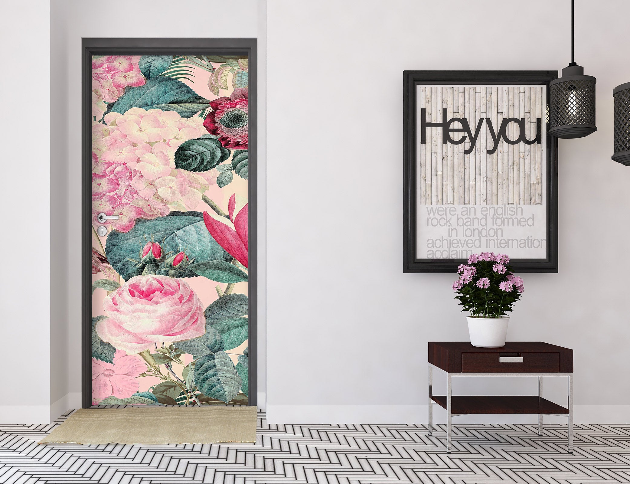 3D Pink Rose Flowers 118121 Andrea Haase Door Mural