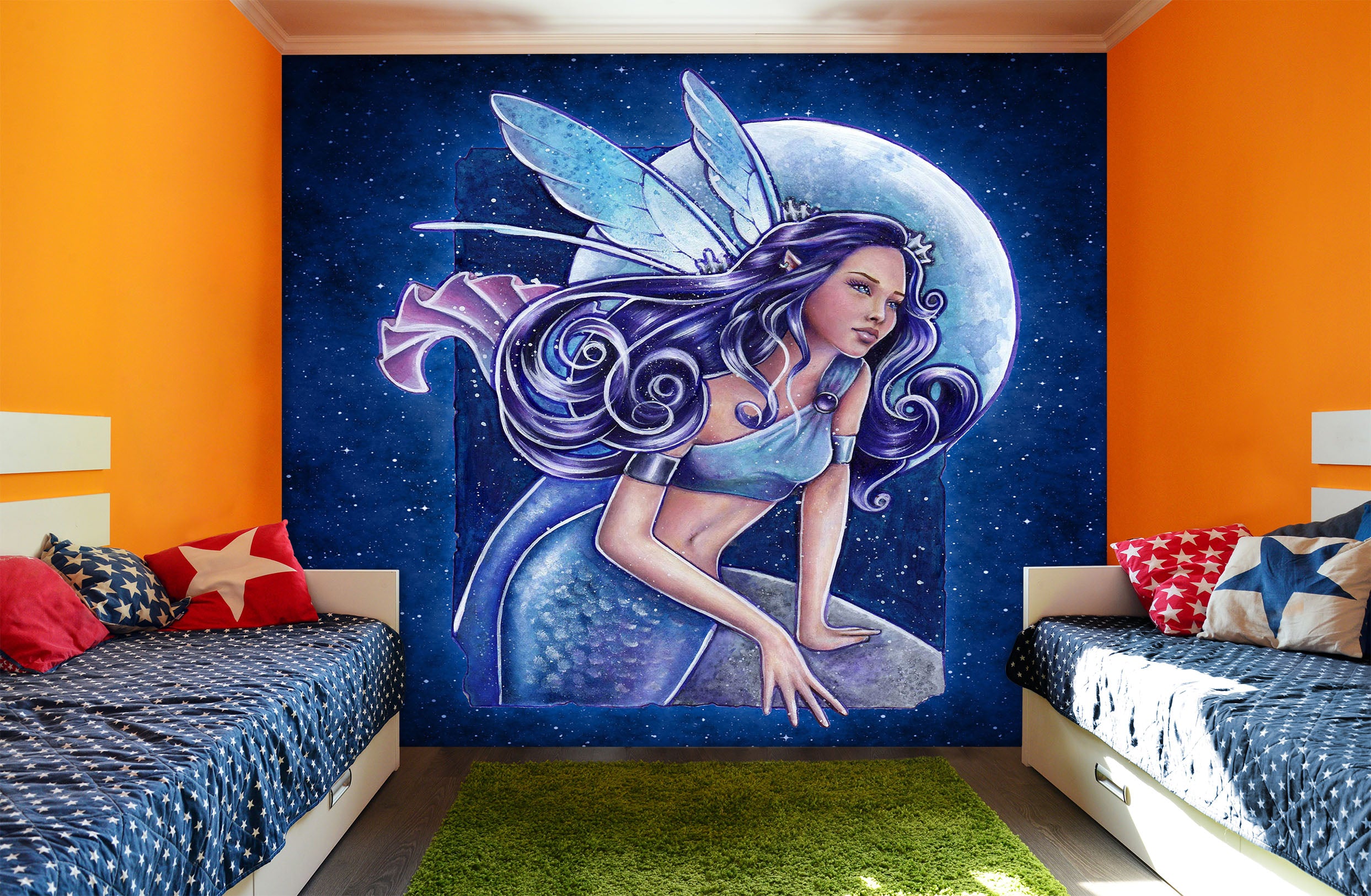 3D Moon Mermaid 8754 Brigid Ashwood Wall Mural Wall Murals