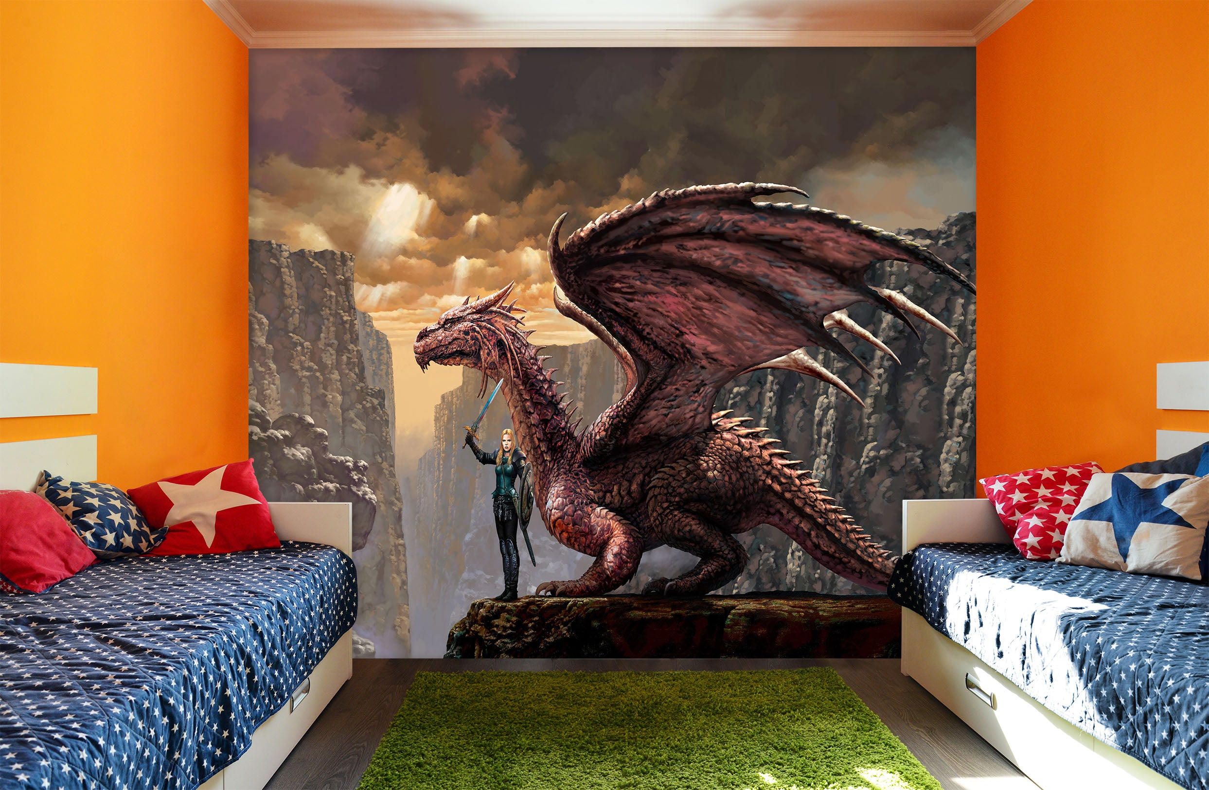 3D Big Dragon Sword 7054 Ciruelo Wall Mural Wall Murals
