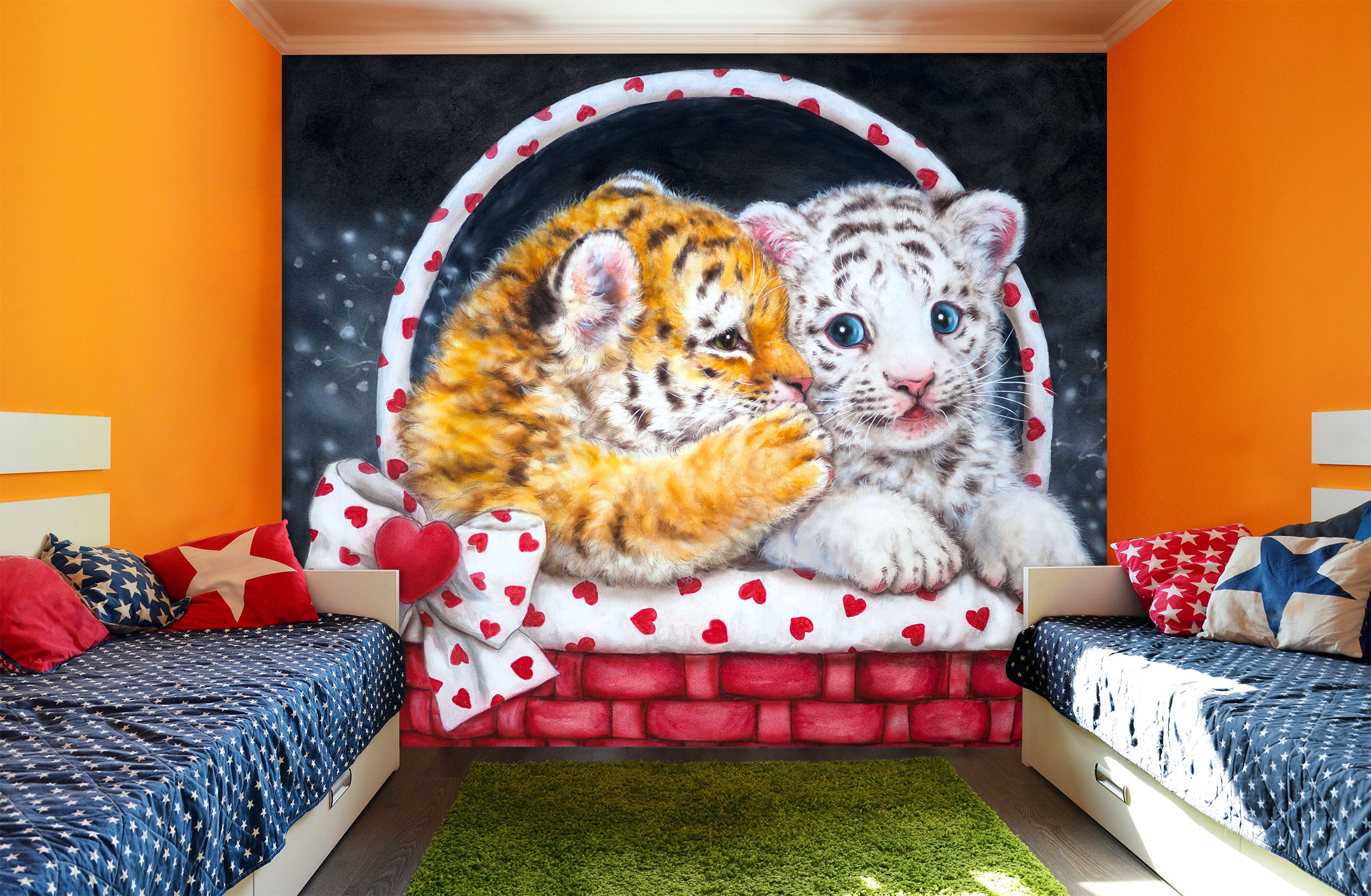 3D Tiger Lion Baby 5446 Kayomi Harai Wall Mural Wall Murals