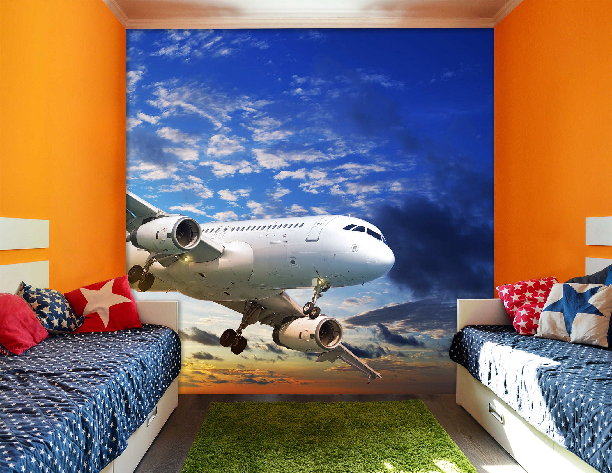 3D Sunset Aircraft 270 Vehicle Wall Murals