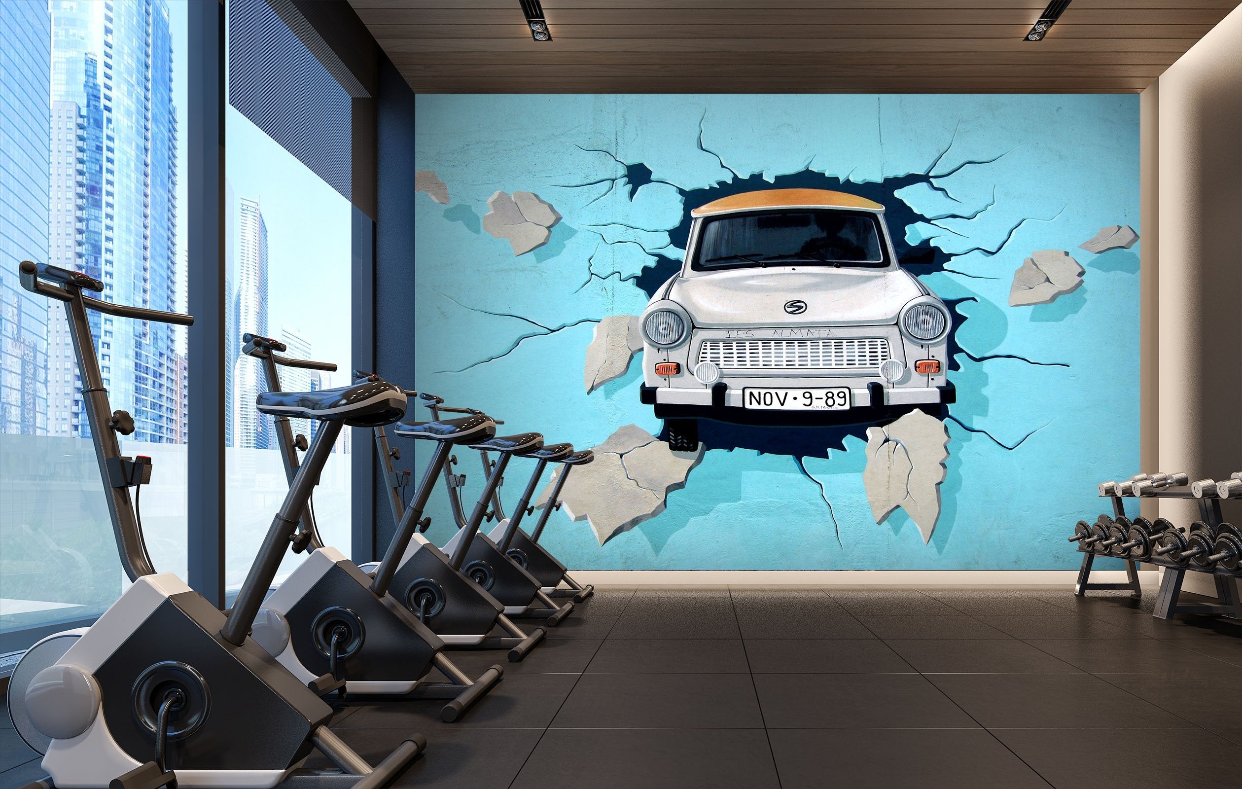 3D car collide into the wall 31 Wall Murals Wallpaper AJ Wallpaper 