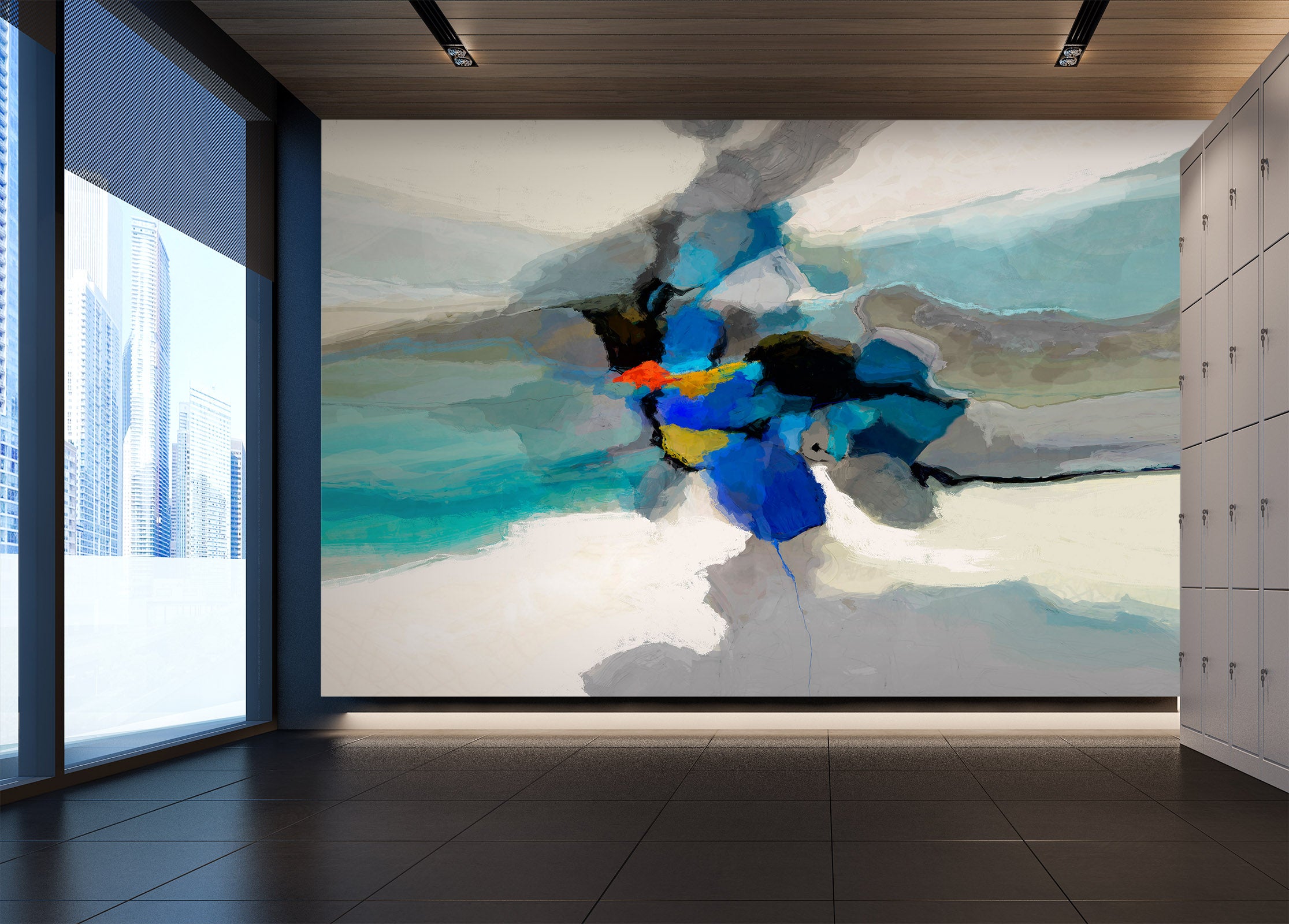 3D Blue Ink Pattern 1404 Michael Tienhaara Wall Mural Wall Murals