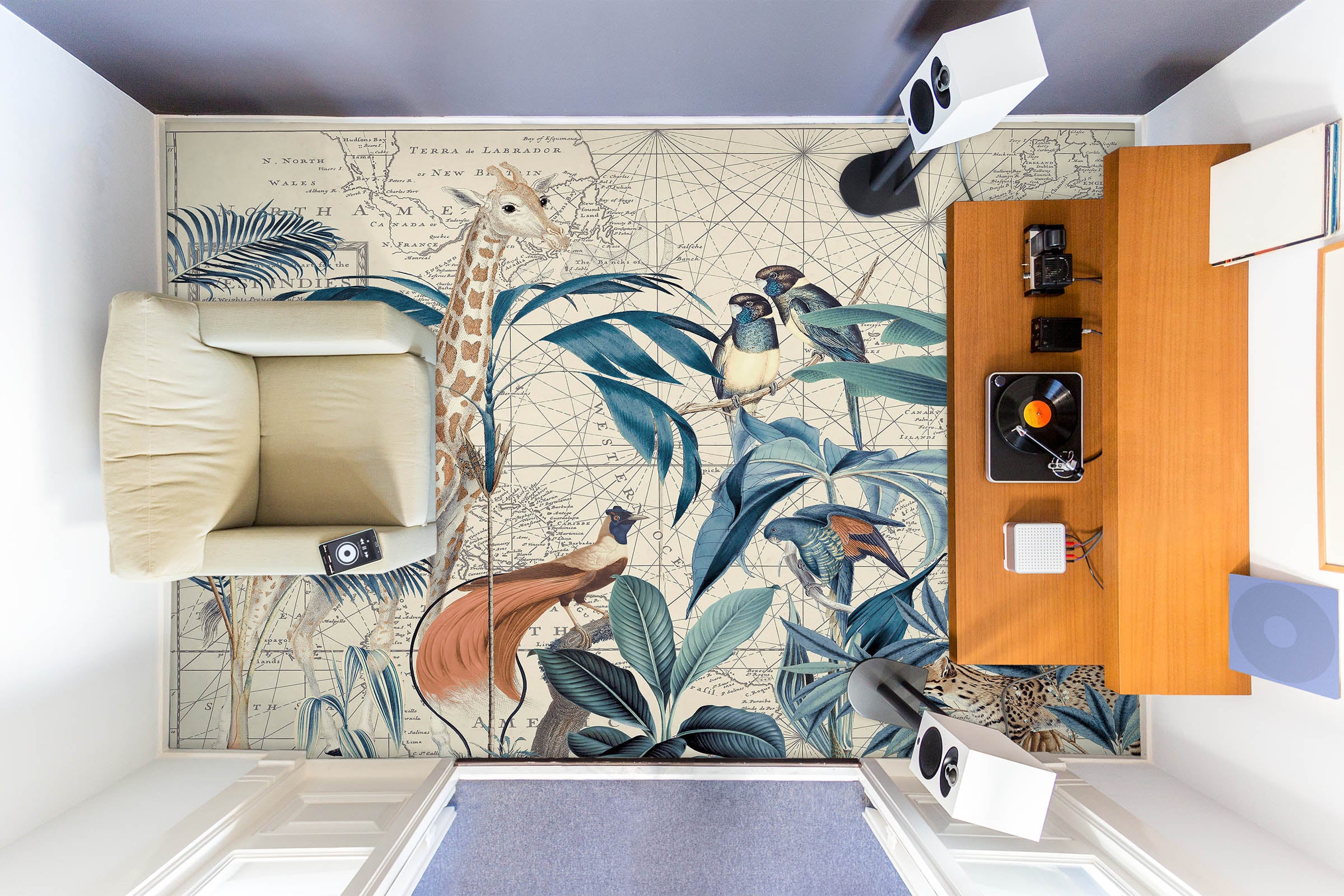 3D Giraffe Bird Jungle 104175 Andrea Haase Floor Mural  Wallpaper Murals Self-Adhesive Removable Print Epoxy