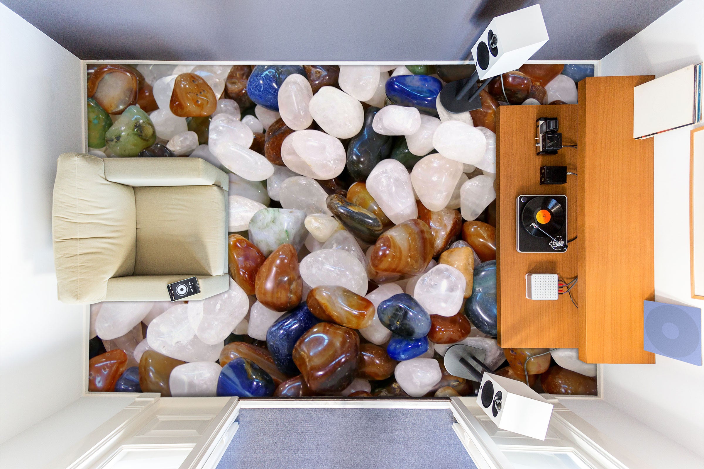 3D Jade Pebbles 1036 Floor Mural  Wallpaper Murals Self-Adhesive Removable Print Epoxy