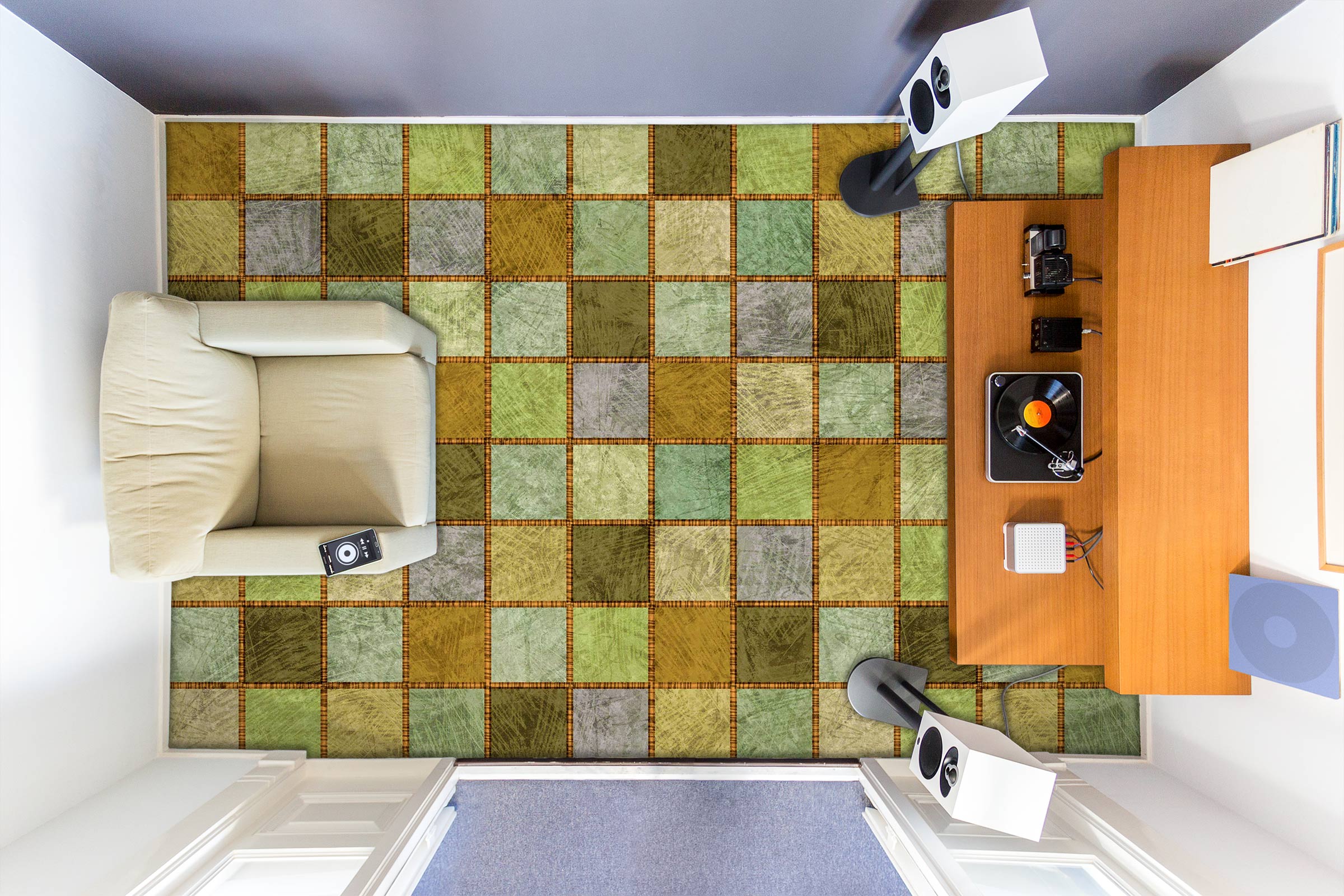 3D Retro Green Series 1372 Floor Mural  Wallpaper Murals Self-Adhesive Removable Print Epoxy