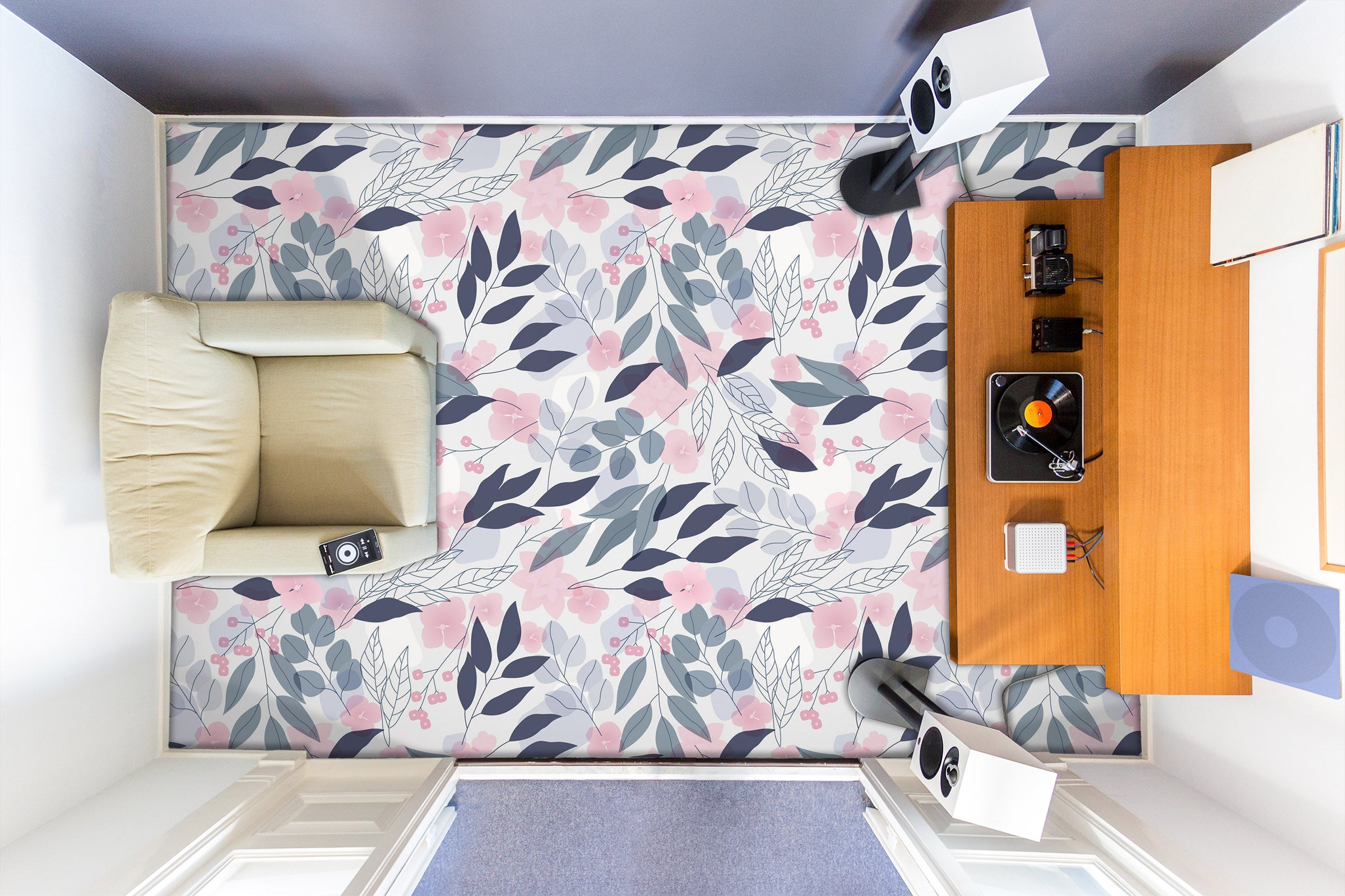 3D Light Pink Small Flowers 1281 Floor Mural  Wallpaper Murals Self-Adhesive Removable Print Epoxy