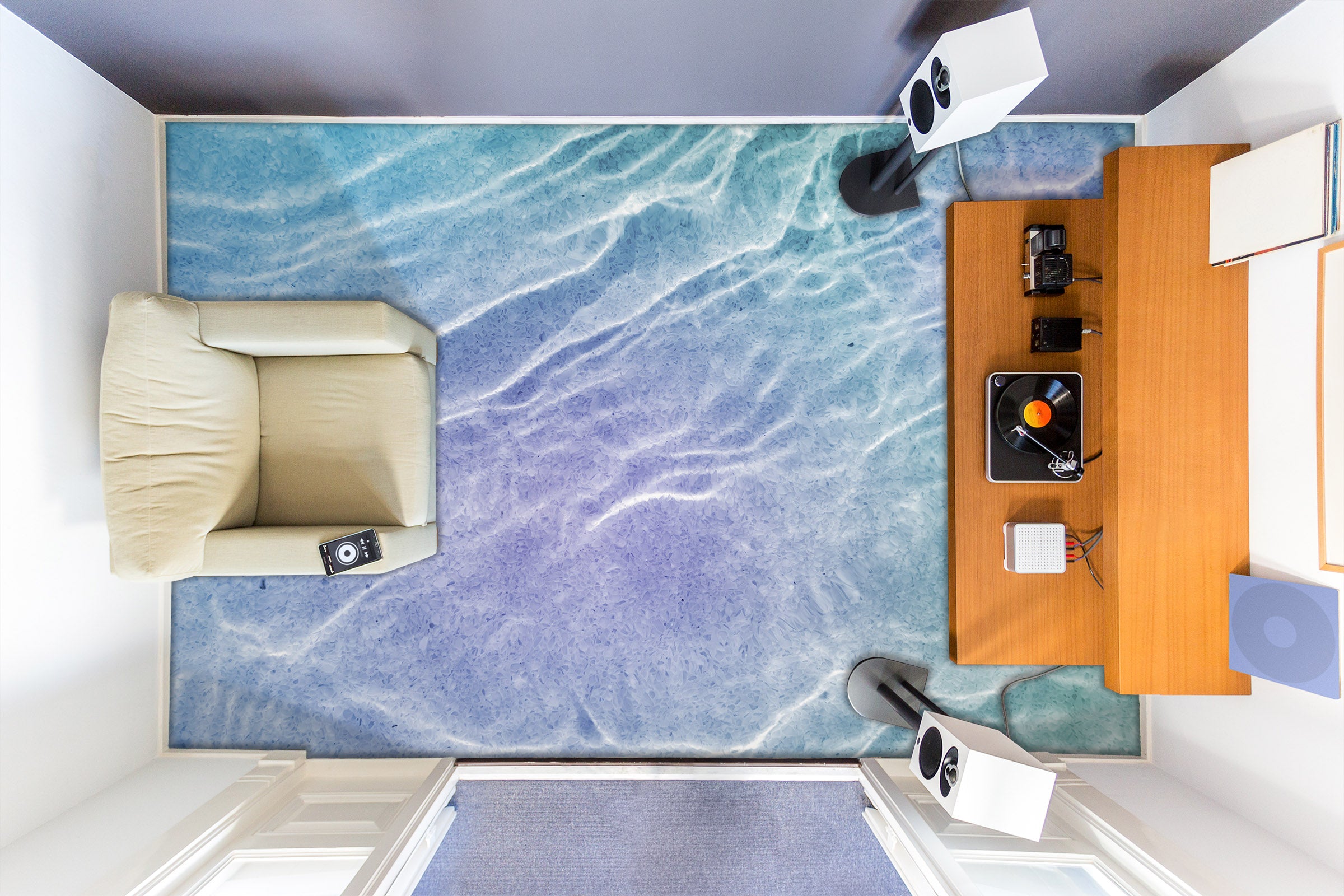 3D Light Purple Sea Dream 739 Floor Mural  Wallpaper Murals Rug & Mat Print Epoxy waterproof bath floor