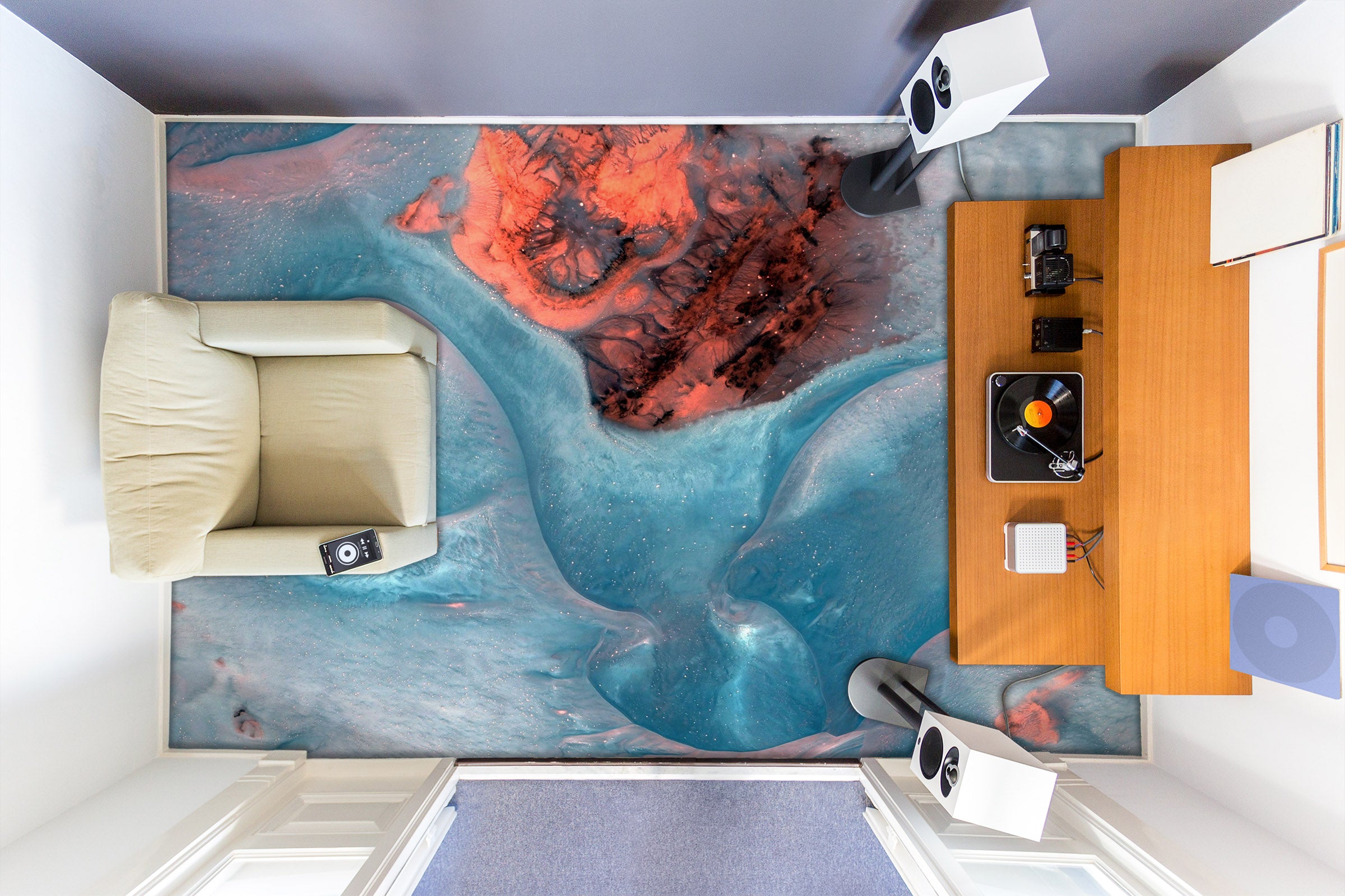 3D Fantasy Blue Jade Texture 771 Floor Mural  Wallpaper Murals Rug & Mat Print Epoxy waterproof bath floor