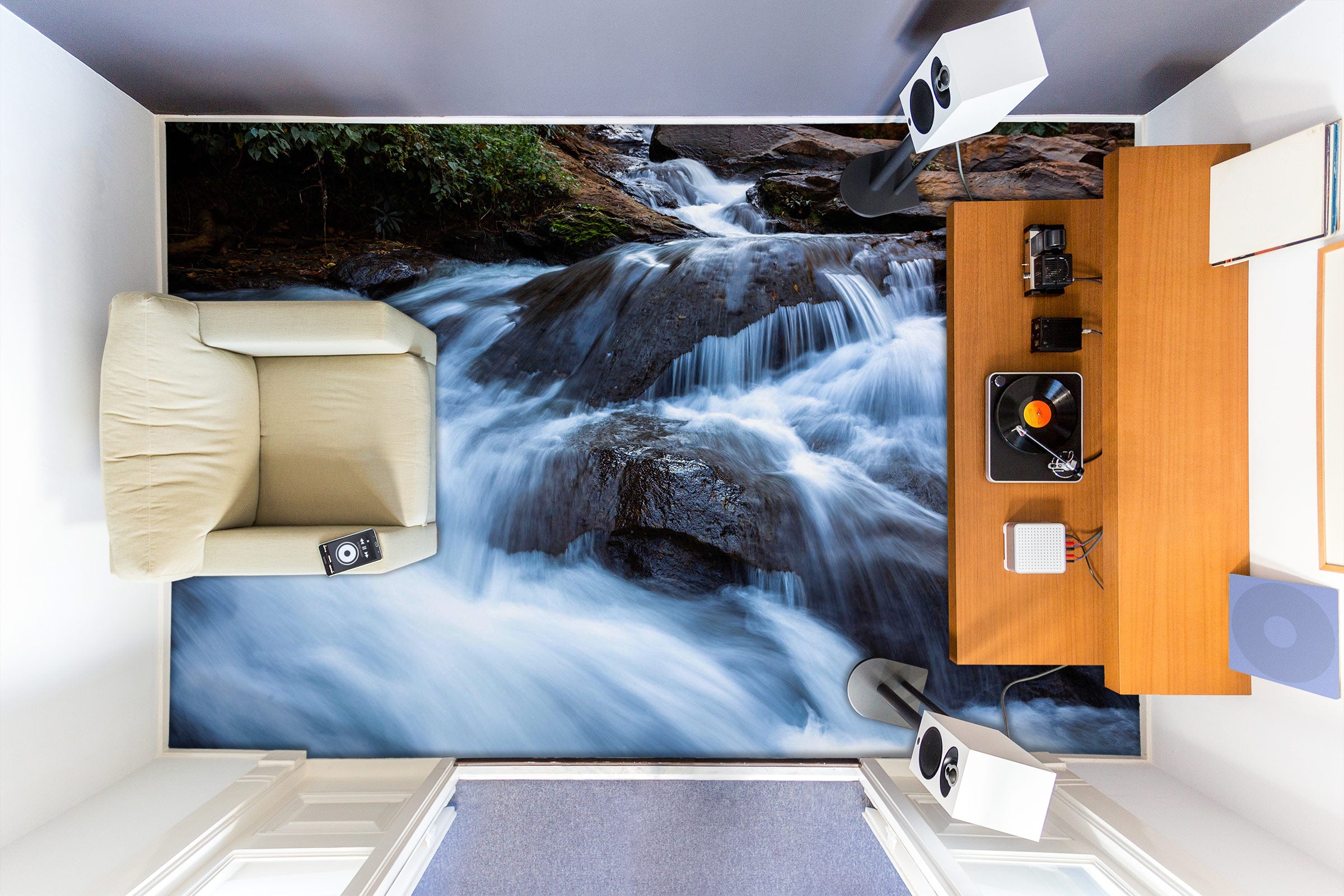3D Meandering Water 1080 Floor Mural