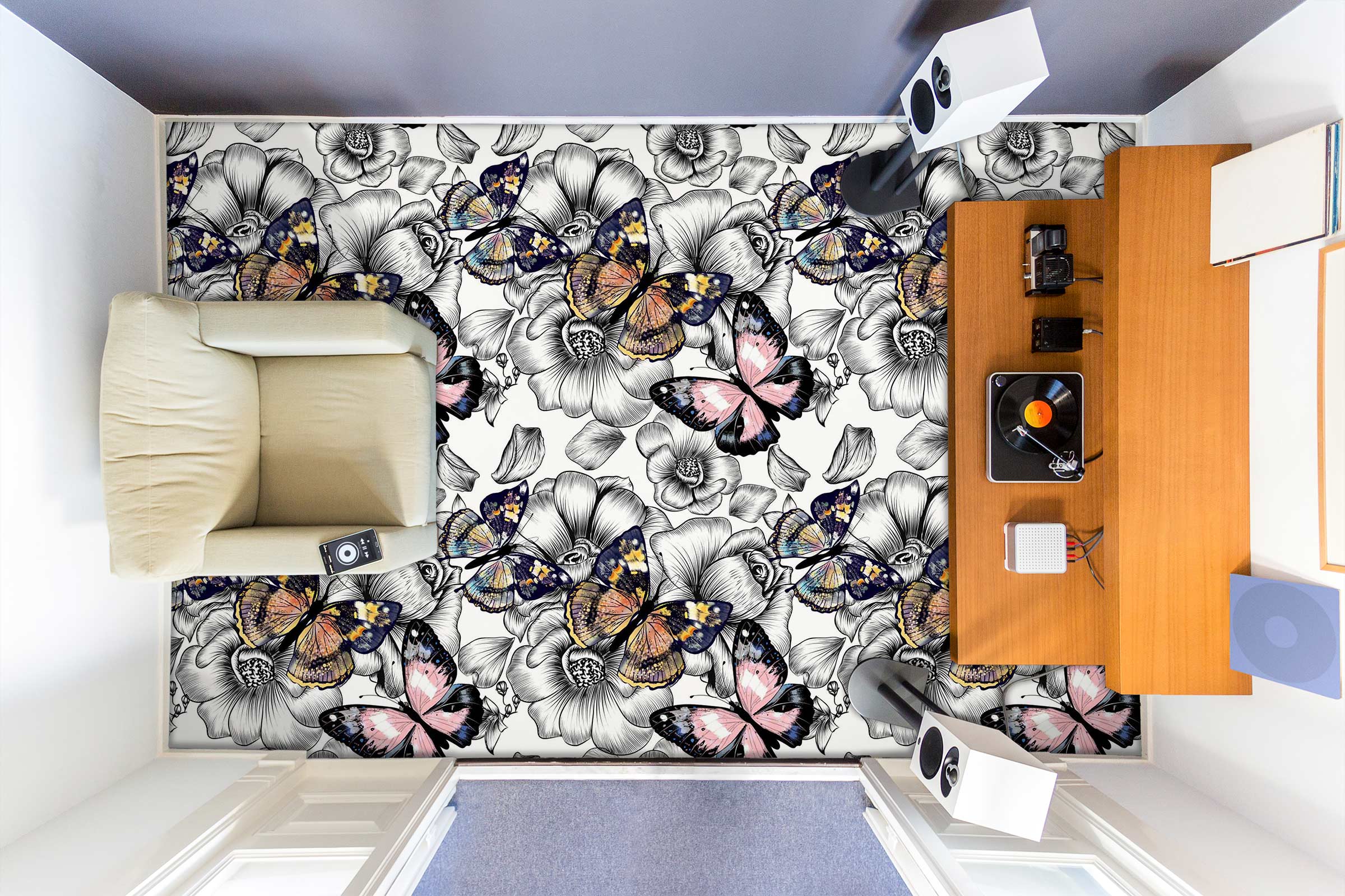 3D Story Butterflies 1195 Floor Mural  Wallpaper Murals Self-Adhesive Removable Print Epoxy